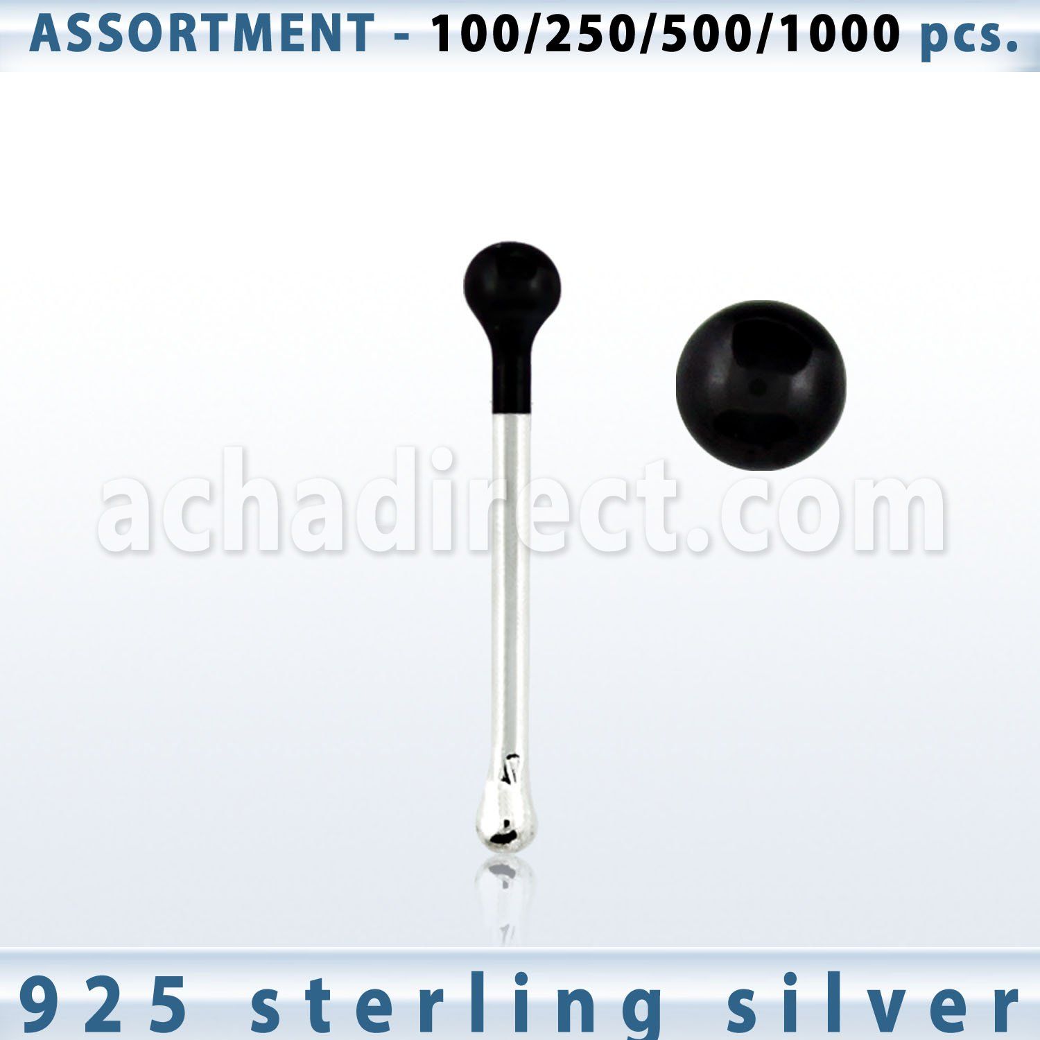 blk446 surtido por mayor piercings nariz plata piercings nariz hueso plata esterlina 925 0 6mm bola negro 1 5mm distribuidor