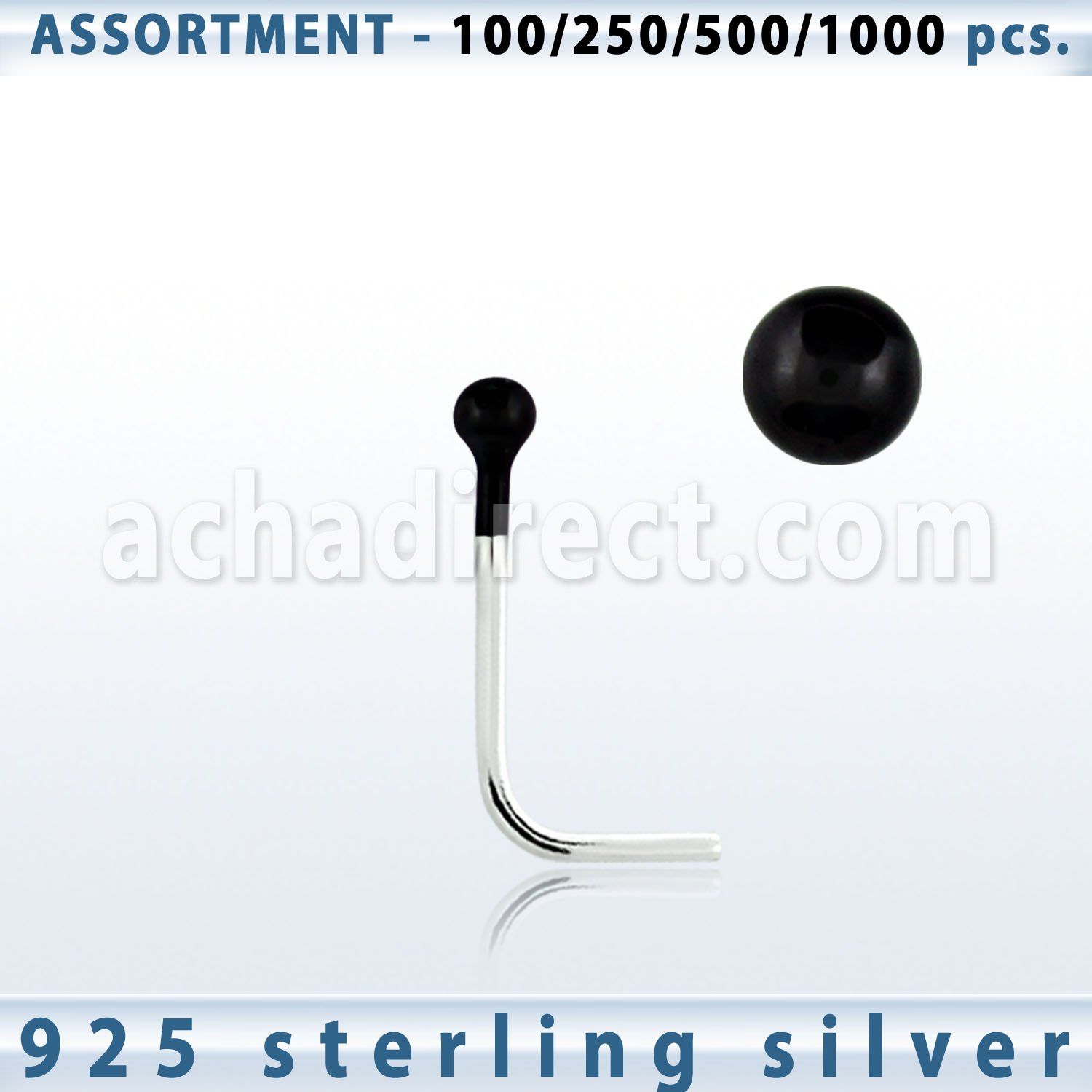 blk460 surtido por mayorpiercing nariz l plata esterlina 925 0 6mm bola negro 1 5mm distribuidor mayorista