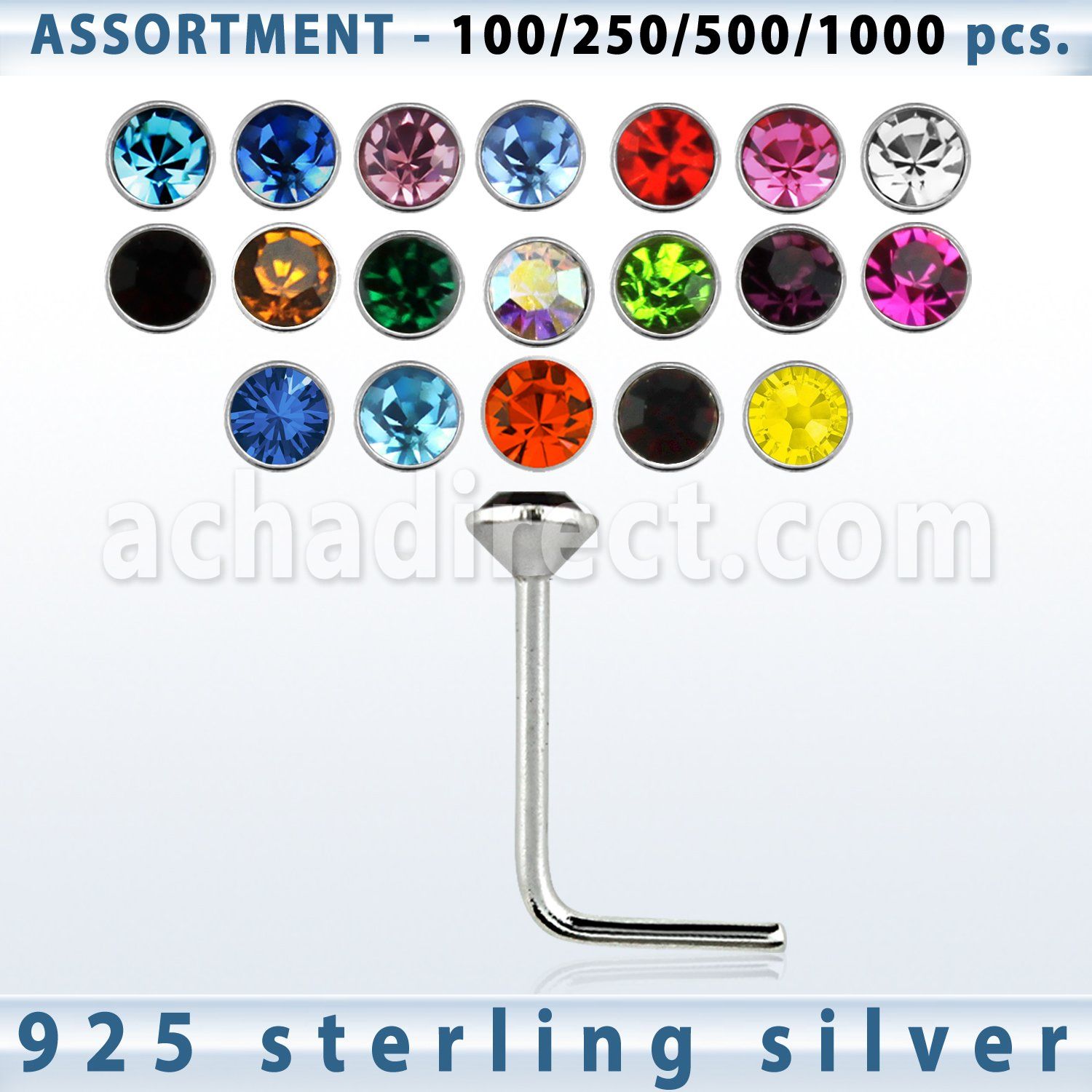 blk465 surtido por mayorpiercing nariz l plata esterlina 925 0 6mm cristal redondo 2mm distribuidor