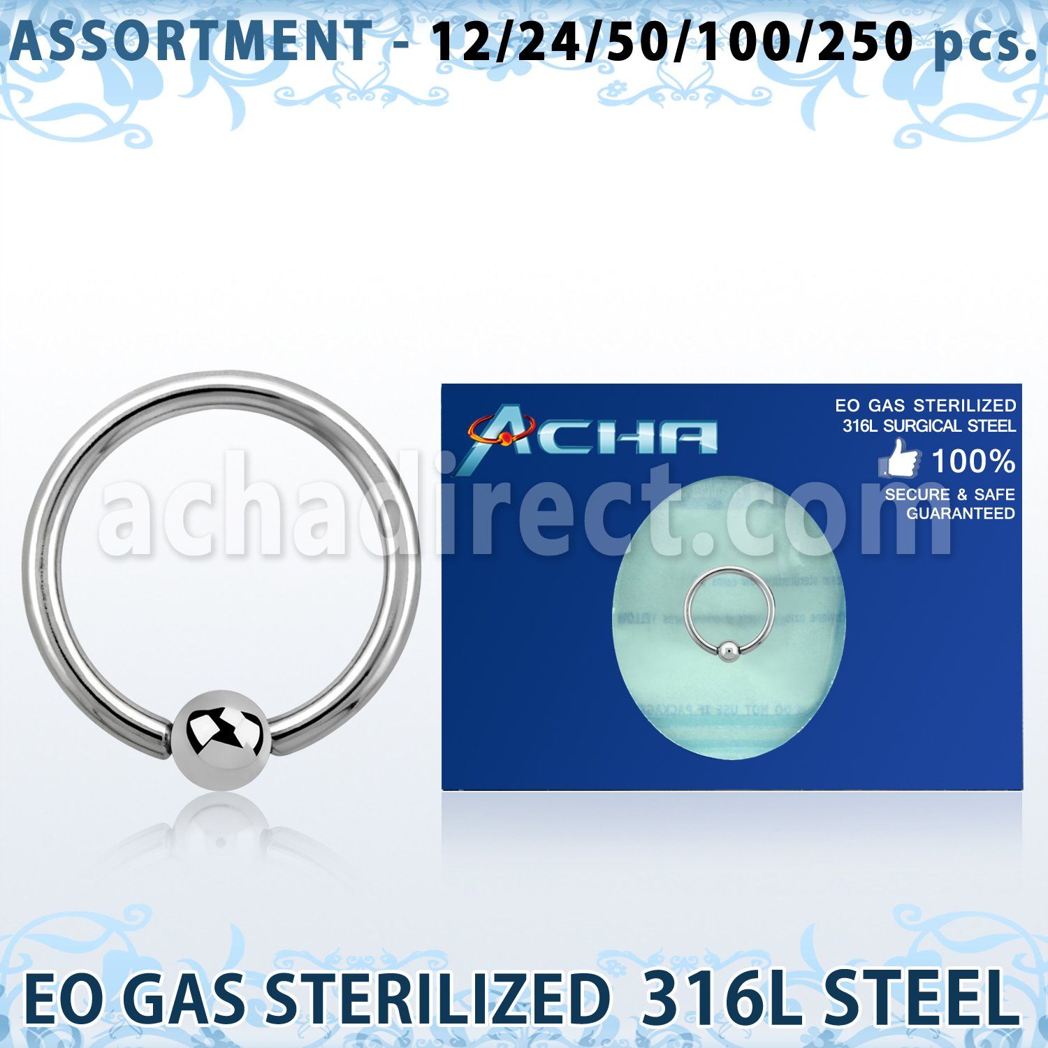 blk480 surtido piercings surtido 250 50 piercings esterilizados aros bola presion acero 316l bola 4mm 8mm 16mm distribuidor mayorista