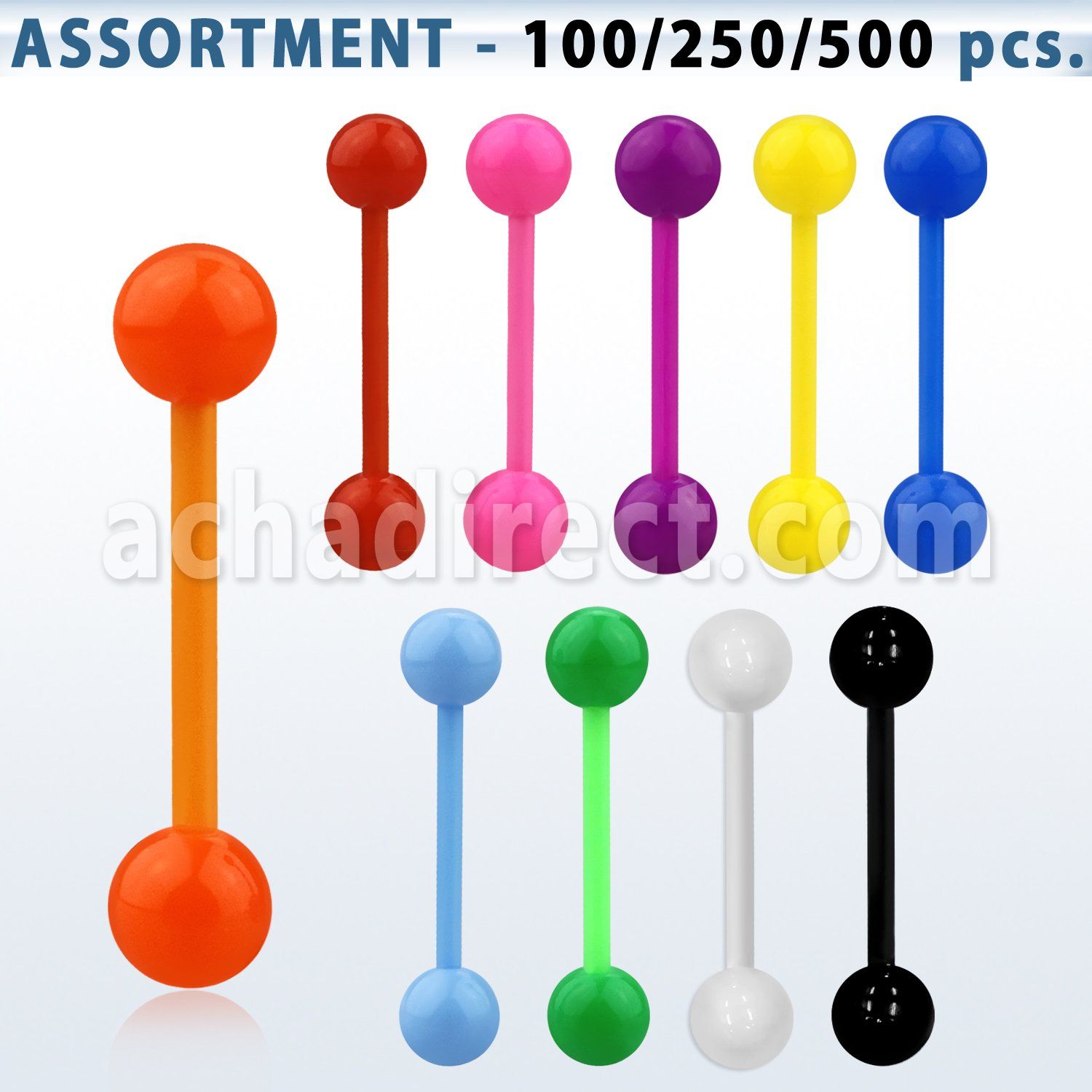 blk491 surtido piercings surtido barbells lengua acrilico flexible bolas acrilicas 6mm colores solidos 16mm al por mayor