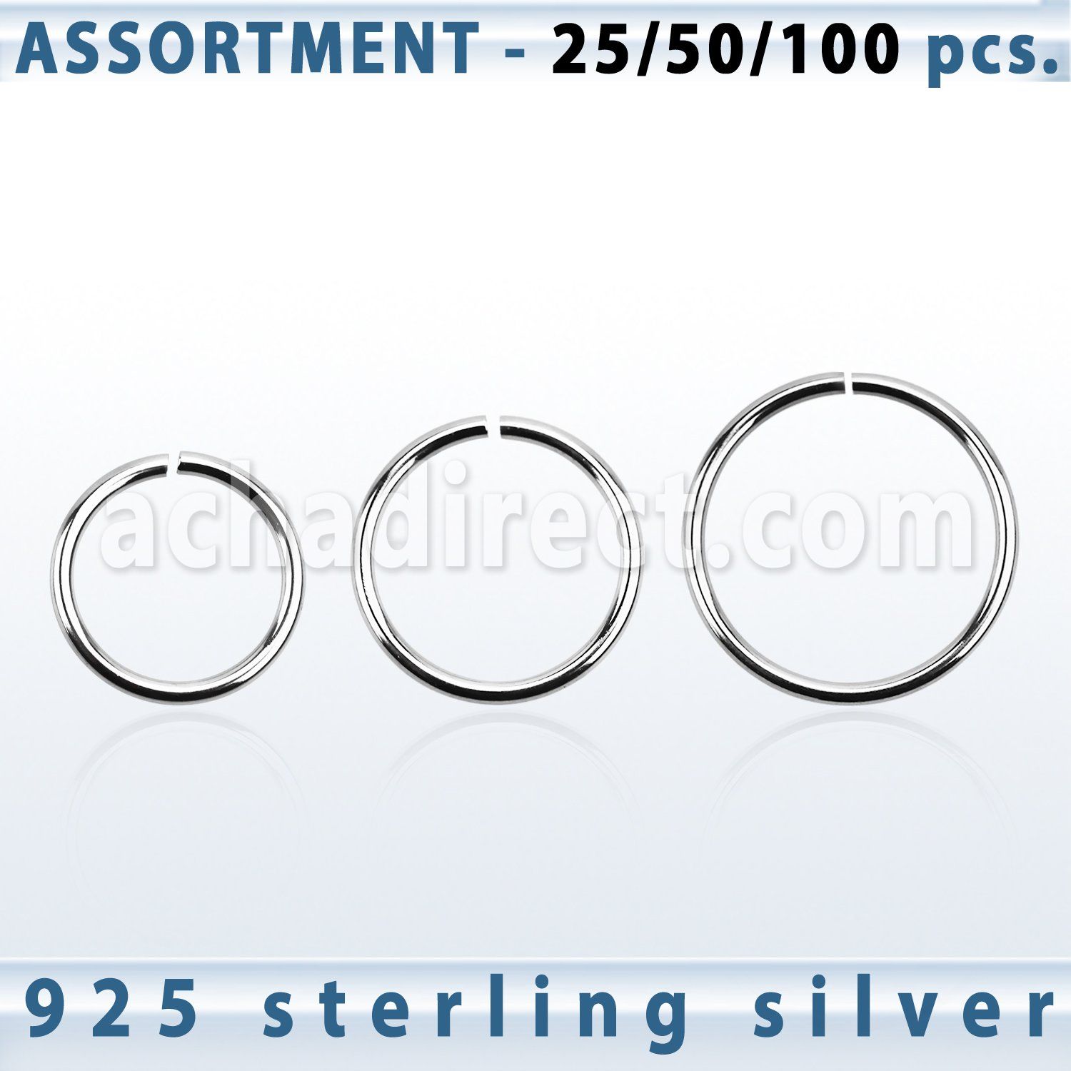 blk516 surtido piercings 100 aros continuos plata 925 1mm venta