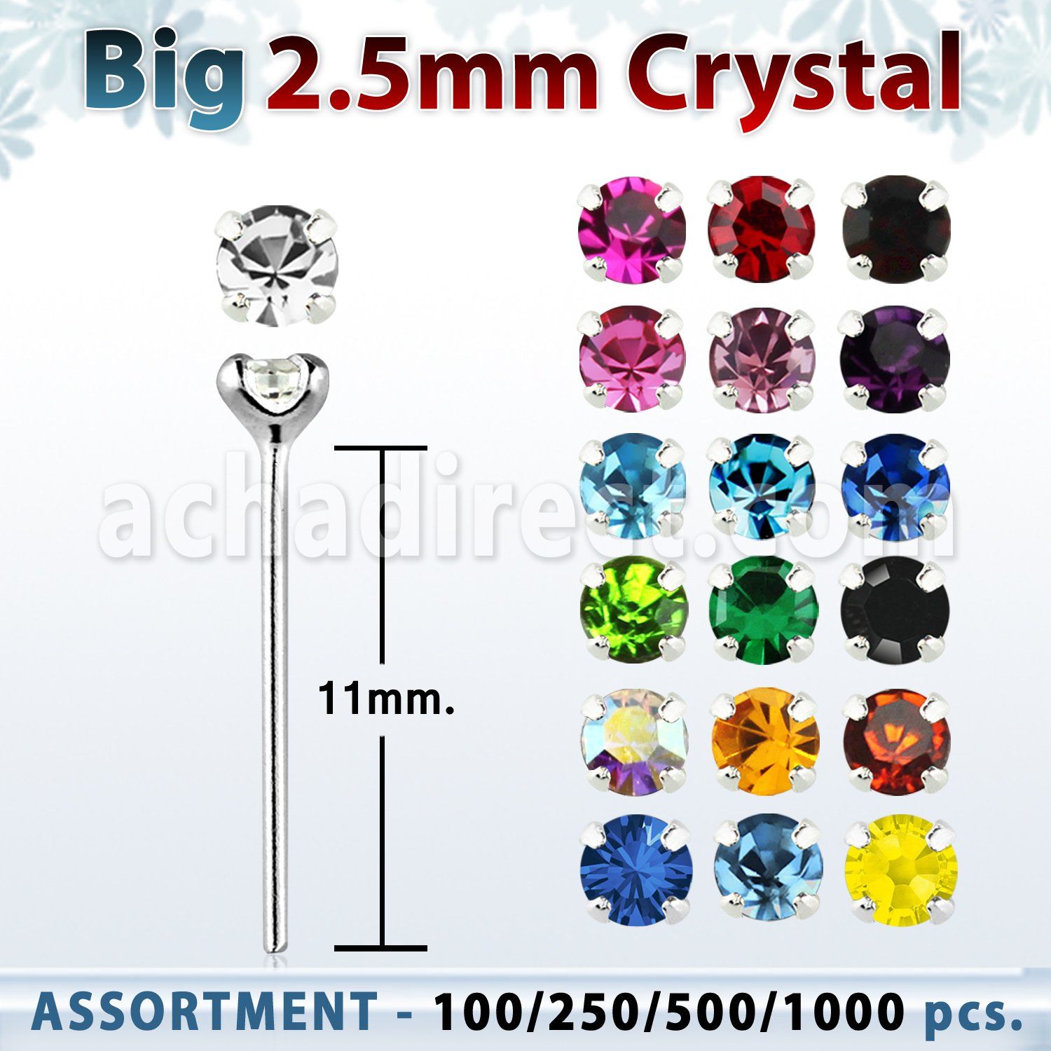 blk528 surtido por mayorpiercing nariz doblar tu mismo plata esterlina 925 0 6mm cristal redondo 2 5mm al por mayor