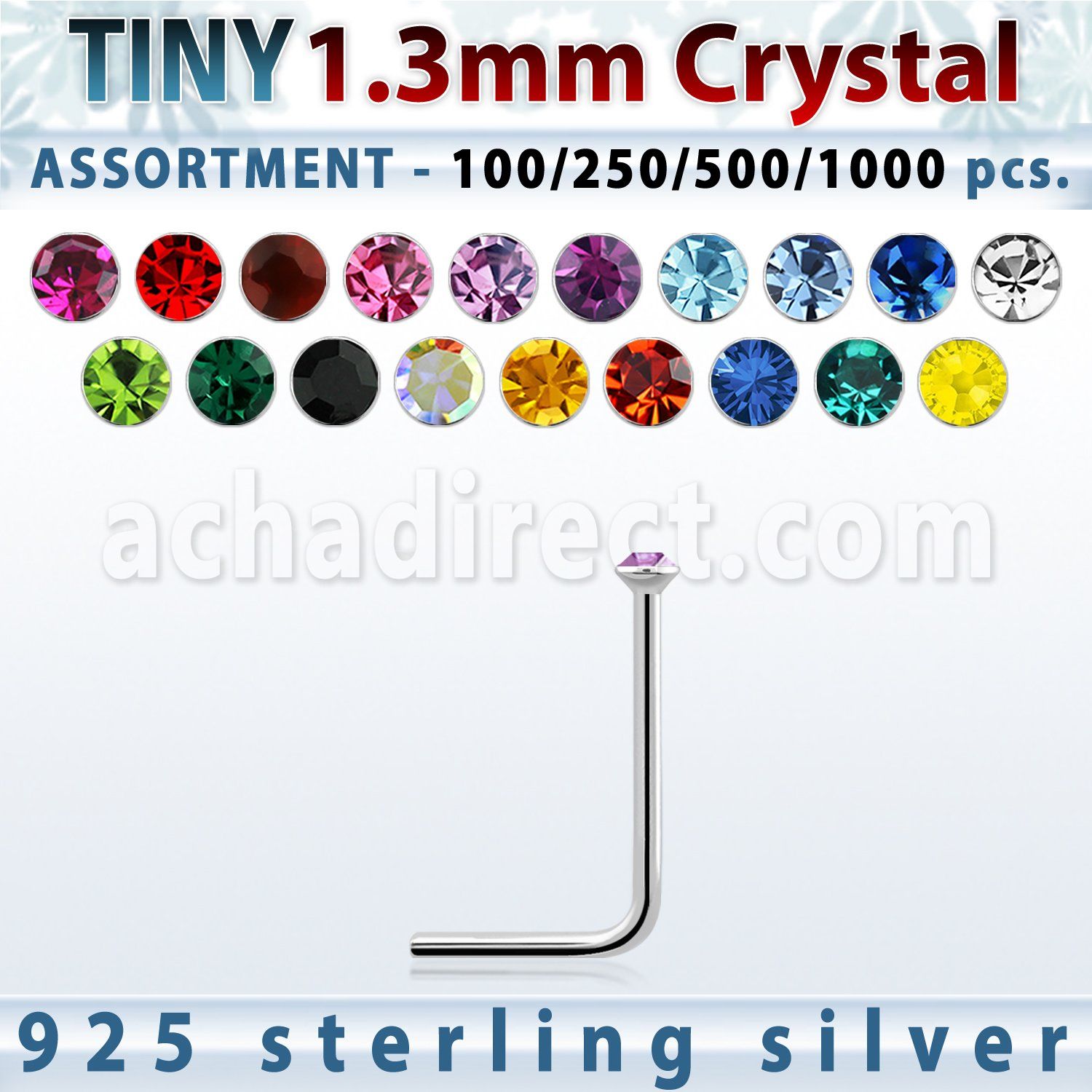 blk532 surtido por mayorpiercing nariz l plata esterlina 925 0 6mm cristal redondo 1 25mm distribuidor mayorista