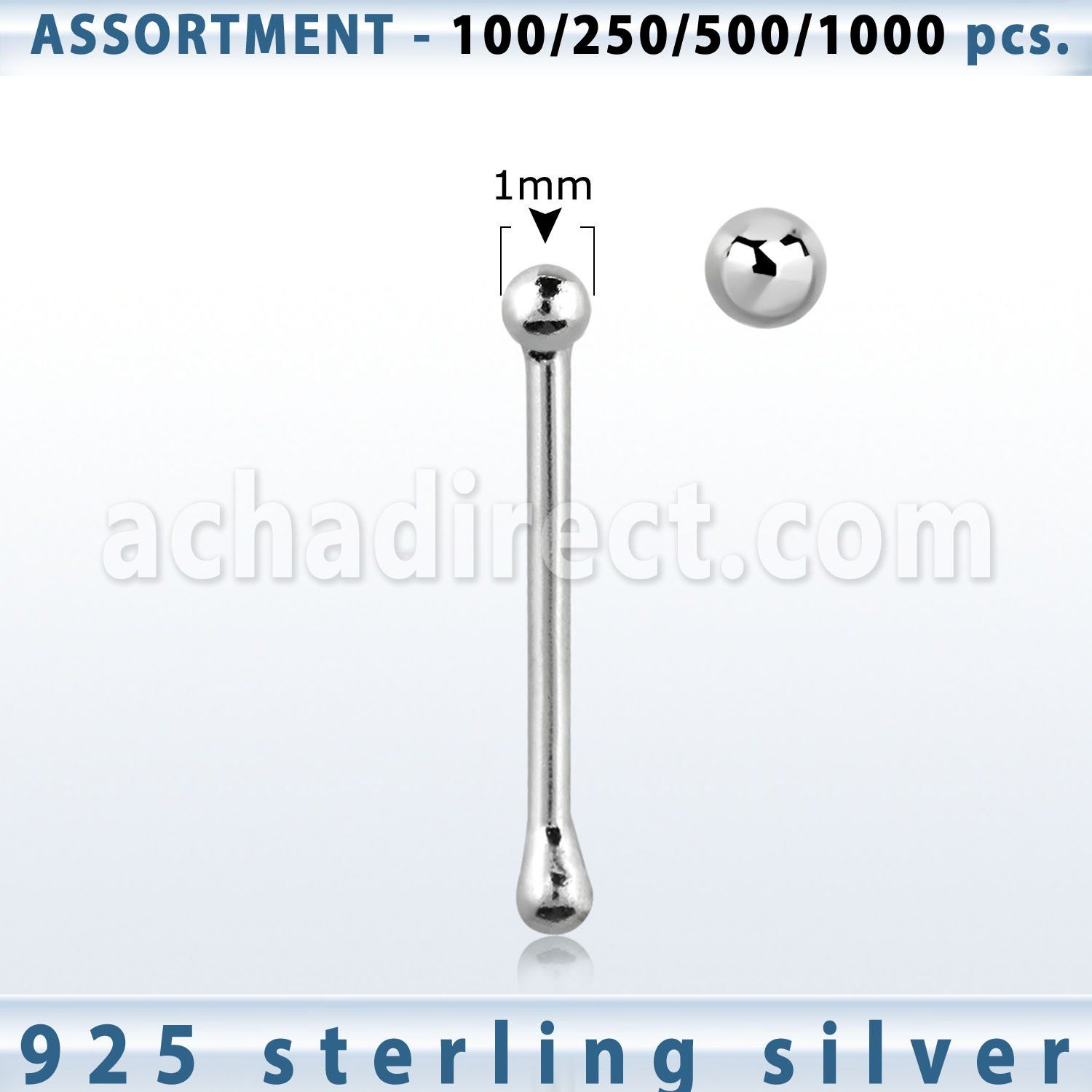 blk559 surtido por mayor piercings nariz plata piercings nariz hueso plata esterlina 925 0 6mm bola 1mm distribuidor mayorista