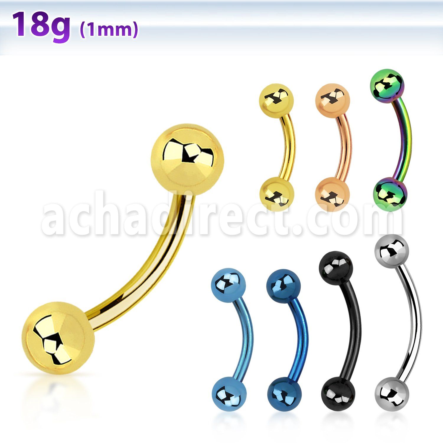 bn18b3 banana ceja acero quirurgico 1mm bolas 3mm mayorista