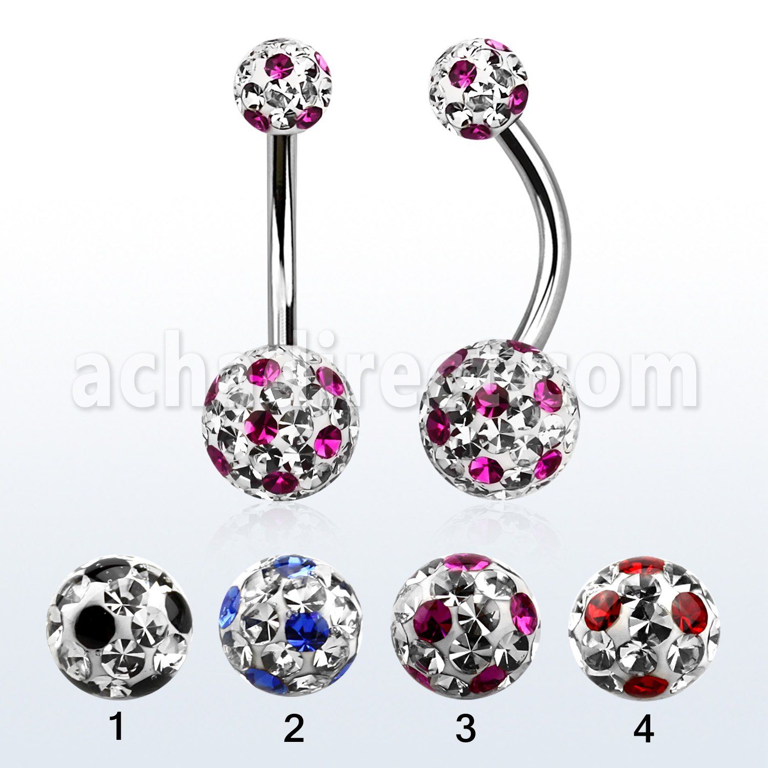 bn2frga piercing ombligo acero quirurgico bolas multi cristal ferido 5 8mm puntos distribuidor mayorista