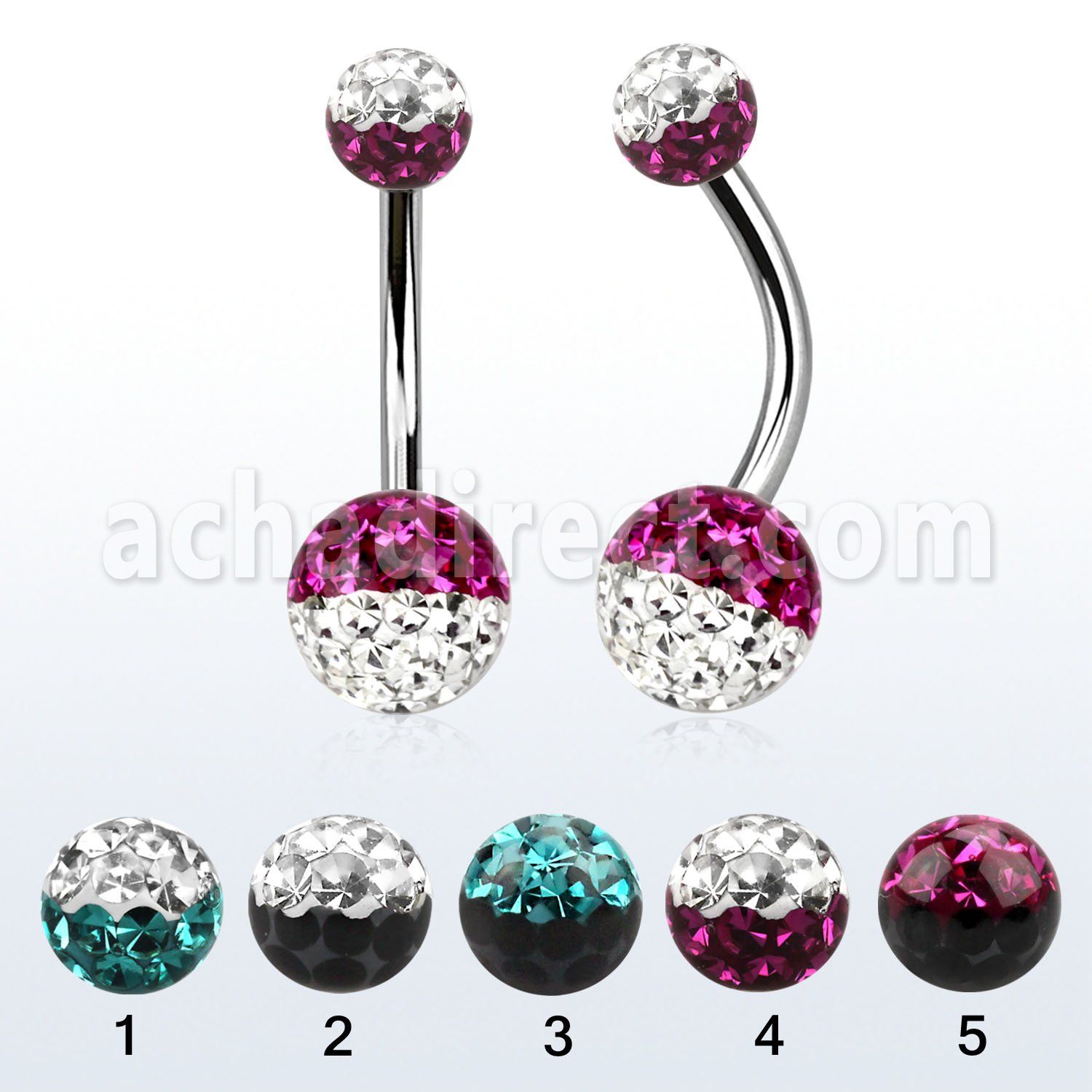 bn2frge piercing ombligo acero quirurgico bolas multi cristal ferido 5 8mm colores venta