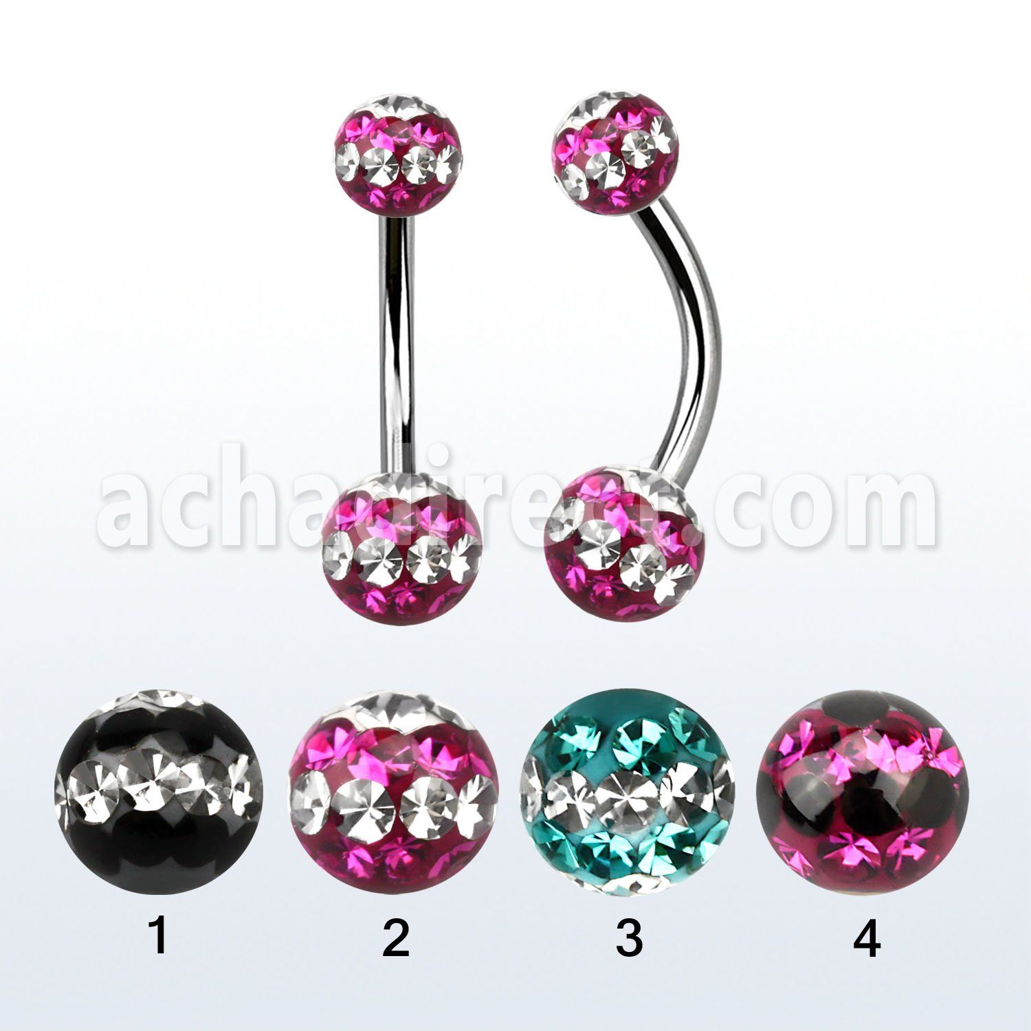 bn2frsd piercing ombligo acero quirurgico bolas multi cristal ferido 5mm 6mm triple linea distribuidor mayorista
