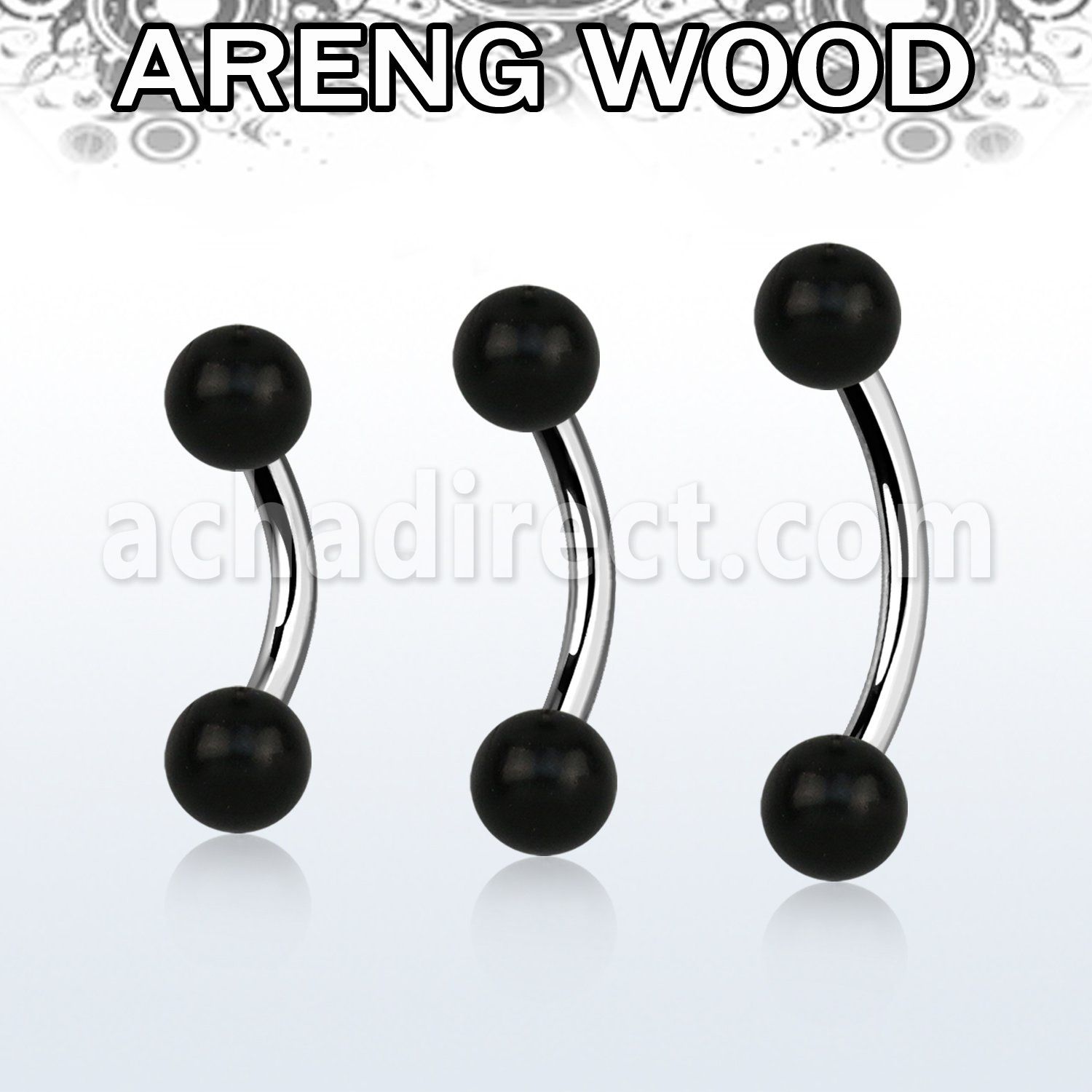 bnar5 piercing ombligo organico barra acero 316l bolas madera areng 5mm distribuidor