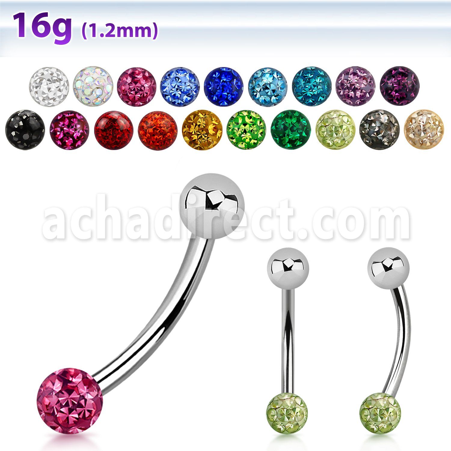 bne1fr banana ceja acero quirurgico bola multi cristal 3mm bola acero liso 3mm mayorista