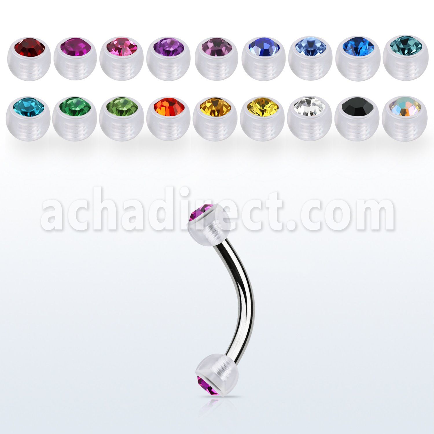 bneajb3 banana ceja acero quirurgico bolas bioflexibles 3mm cristal es bisel al por mayor