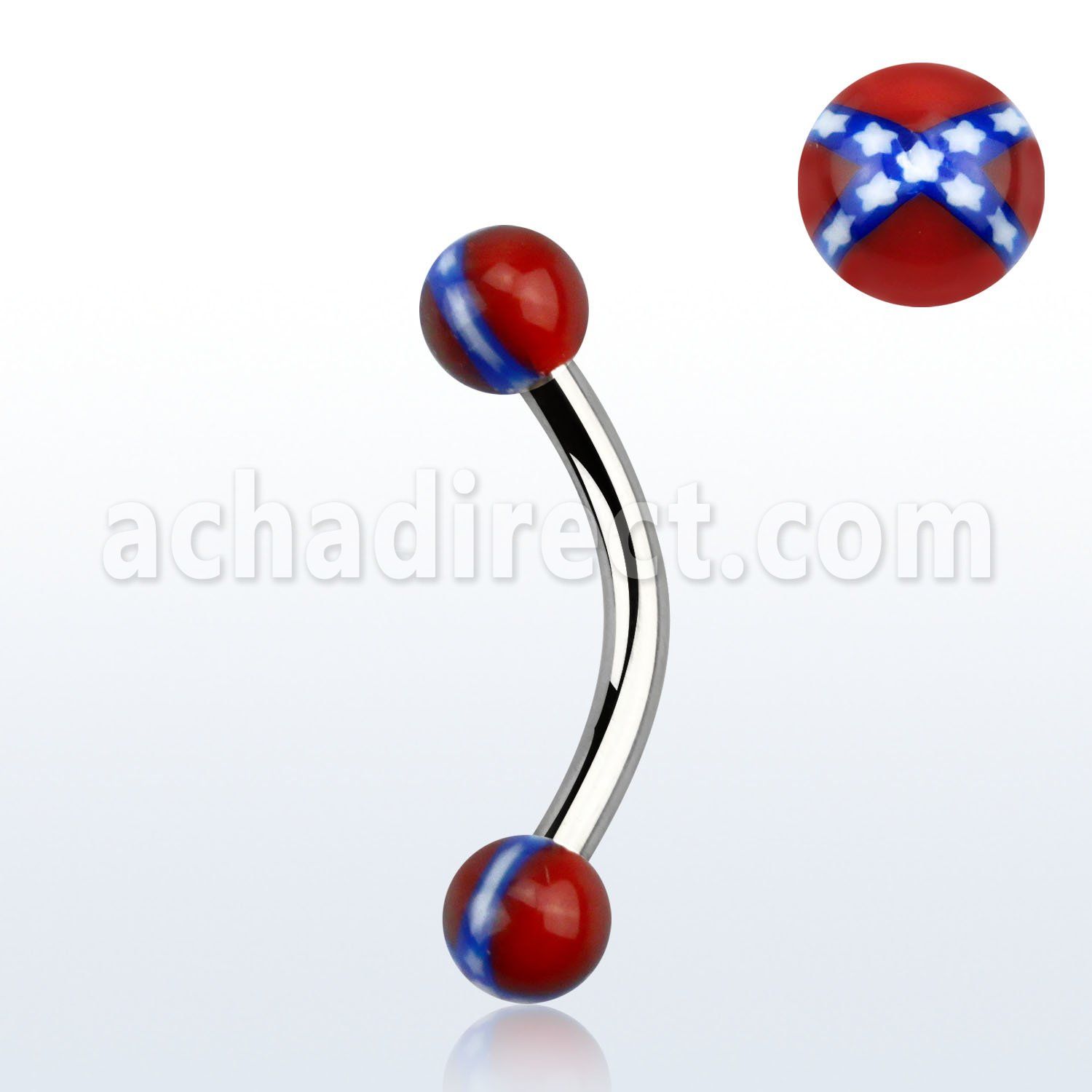 bnedxs banana ceja acero quirurgico bolas acrilicas 3mm bandera confederada 8mm mayorista