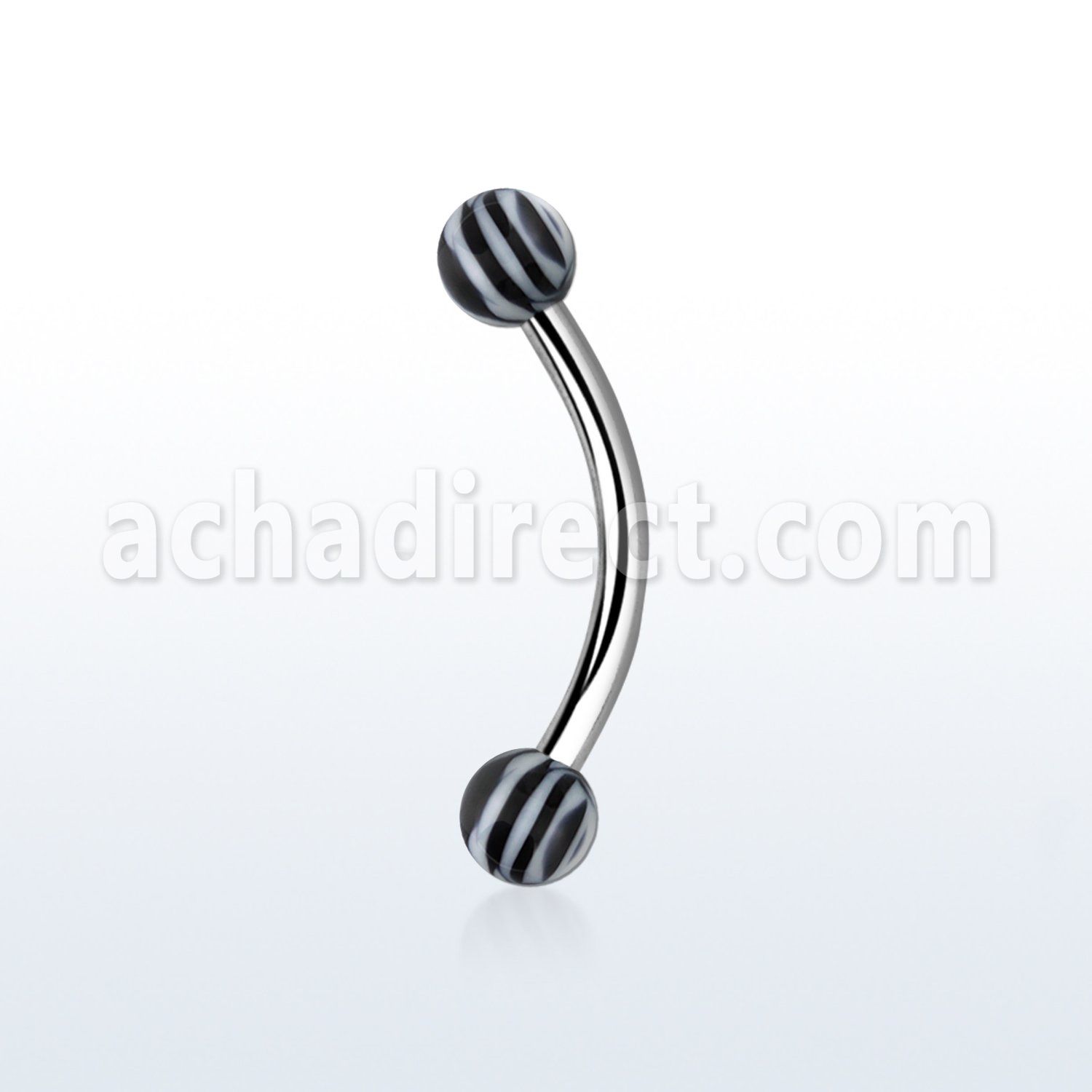 bnedxt banana ceja acero quirurgico bolas acrilicas 3mm rayas cebra blancas negras 8mm distribuidor