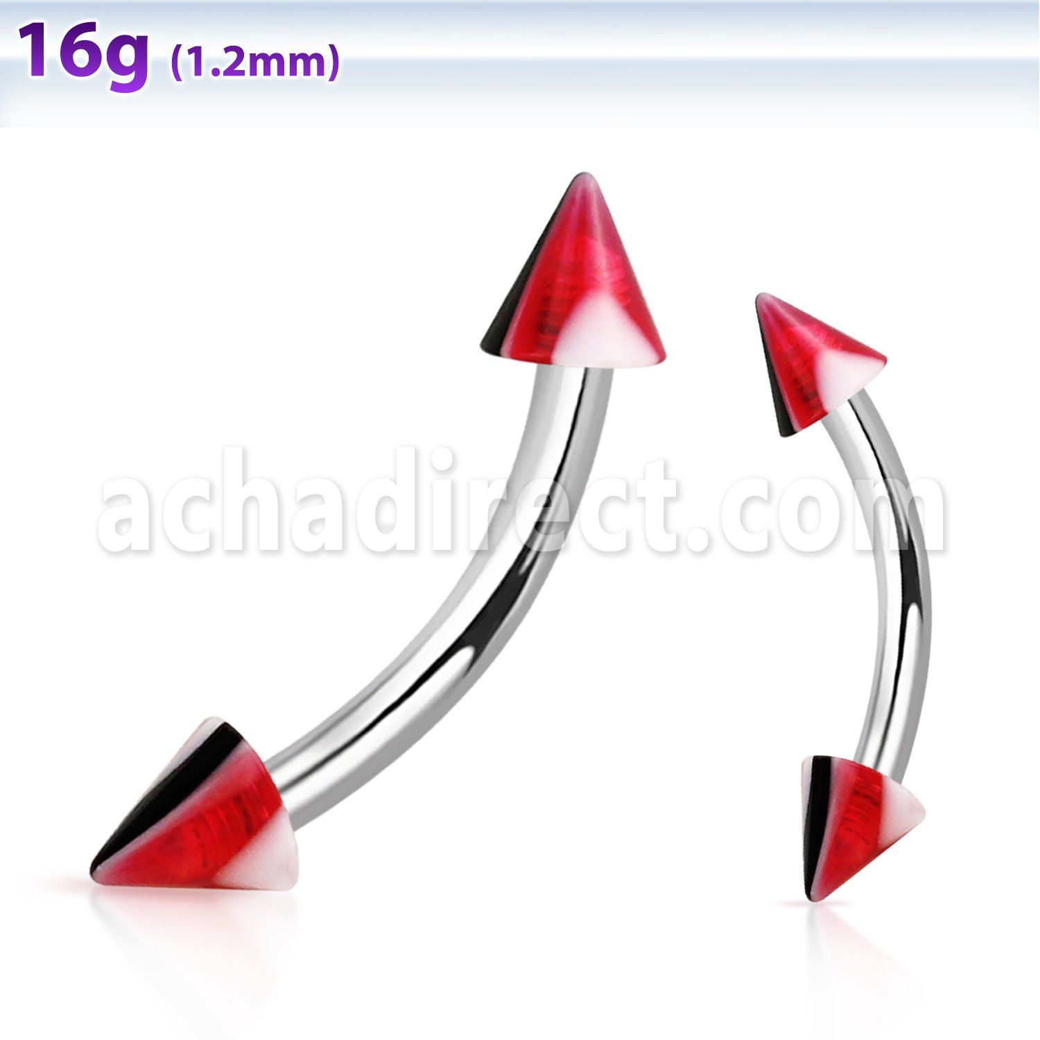 bnenaa banana ceja acero quirurgico conos acrilico uv rojo negro 3mm 8mm al por mayor