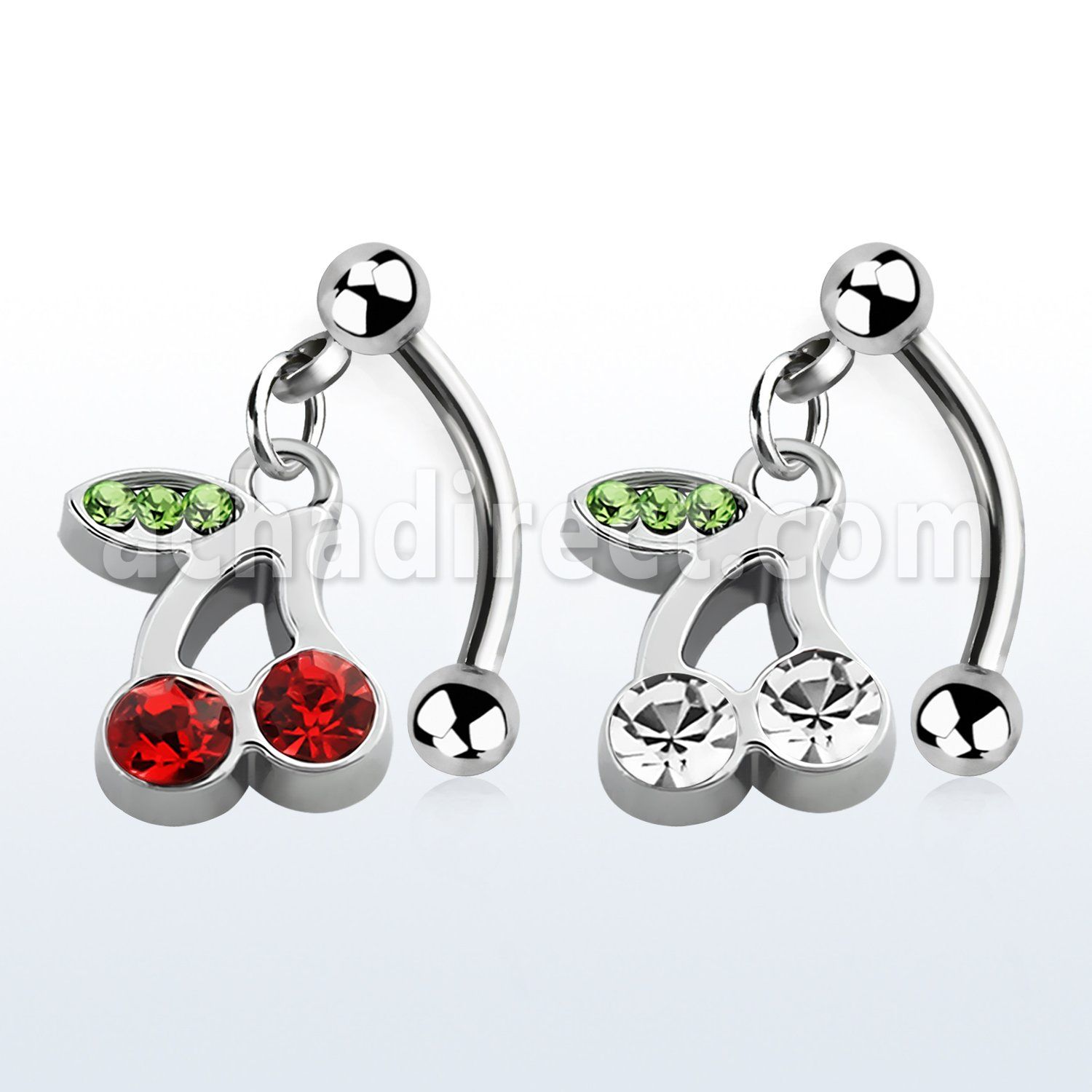 bner447 banana ceja acero quirurgico bolas acero 3mm cerezas cristal rojas s hoja cristal verde 8mm distribuidor mayorista