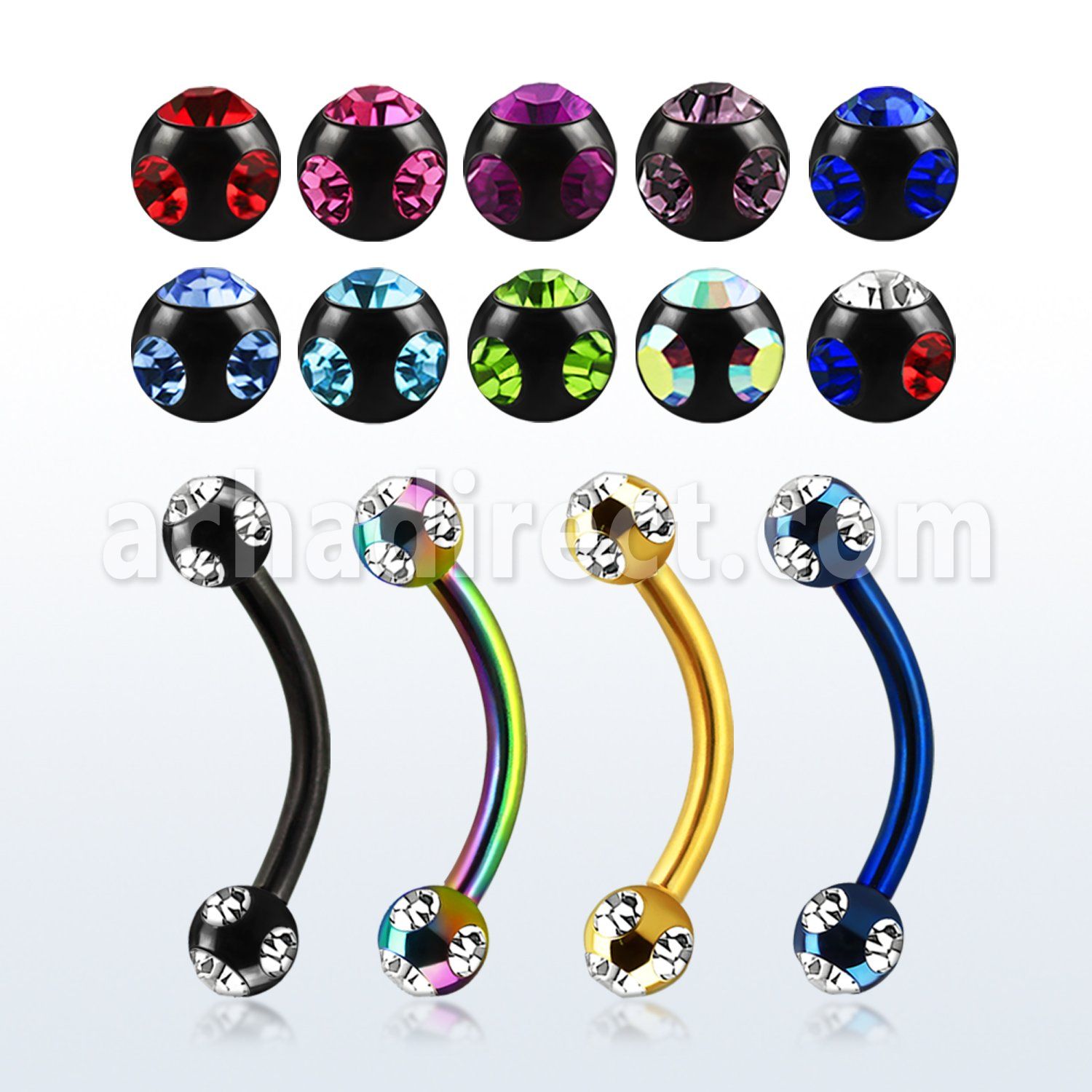 bnetc3 banana ceja acero quirurgico anodizado bolas multi joya 3mm distribuidor mayorista