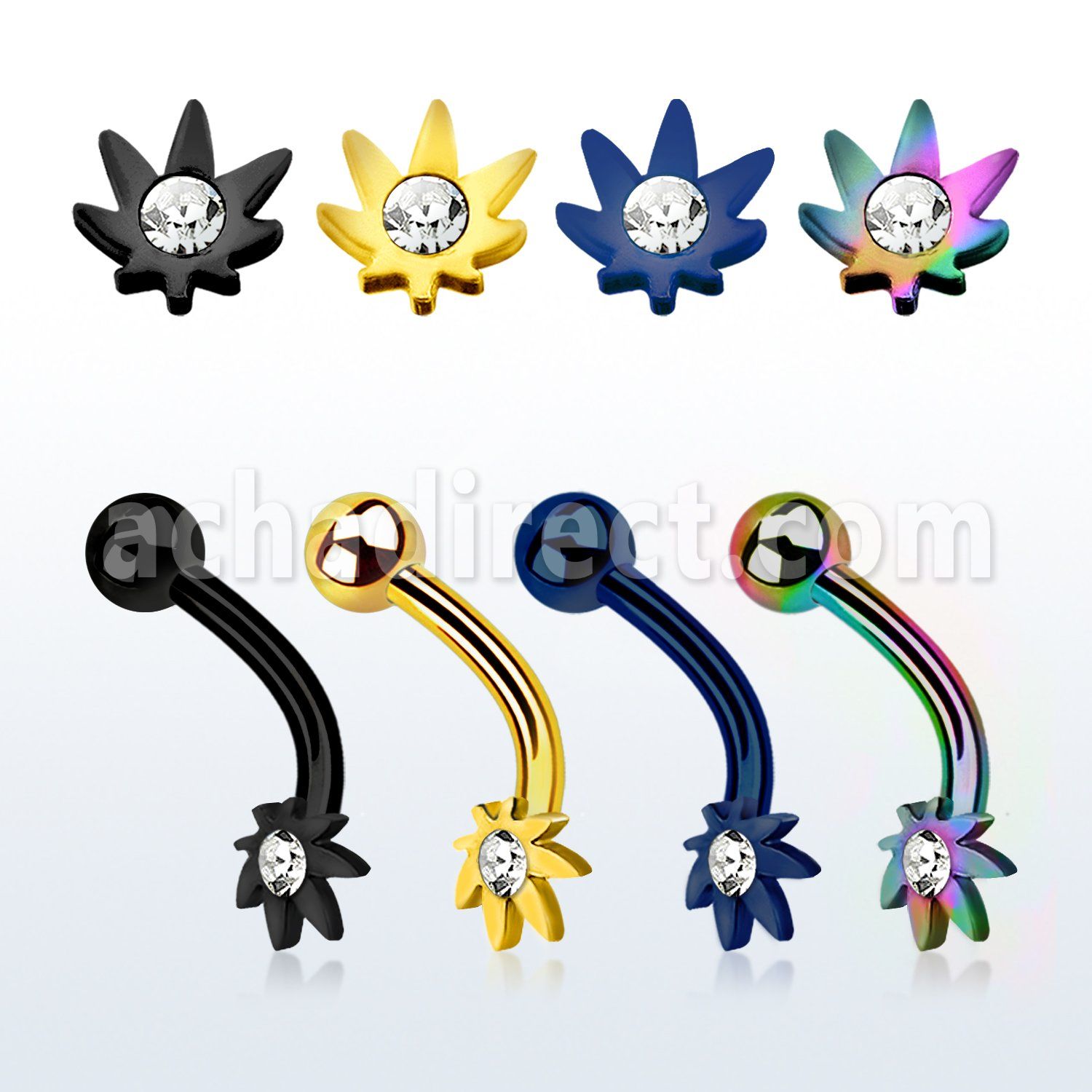 bnetmc banana ceja acero 316l anodizado hoja marihuana cristal centro lado bola 3mm 8mm al por mayor