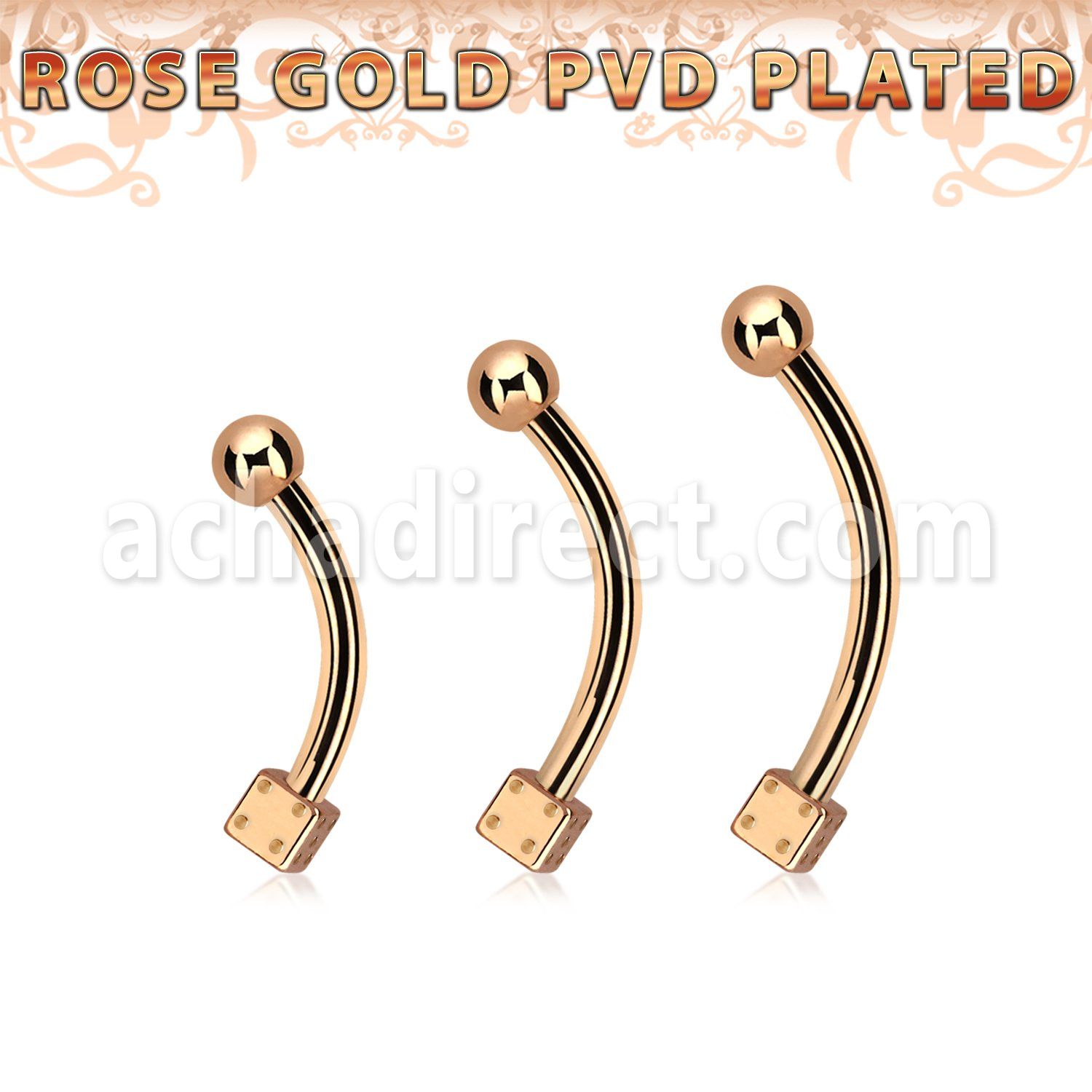 bnettds banana ceja acero 316l pvd oro rosa dado 2 5mm bola lisa 2 5mm al por mayor