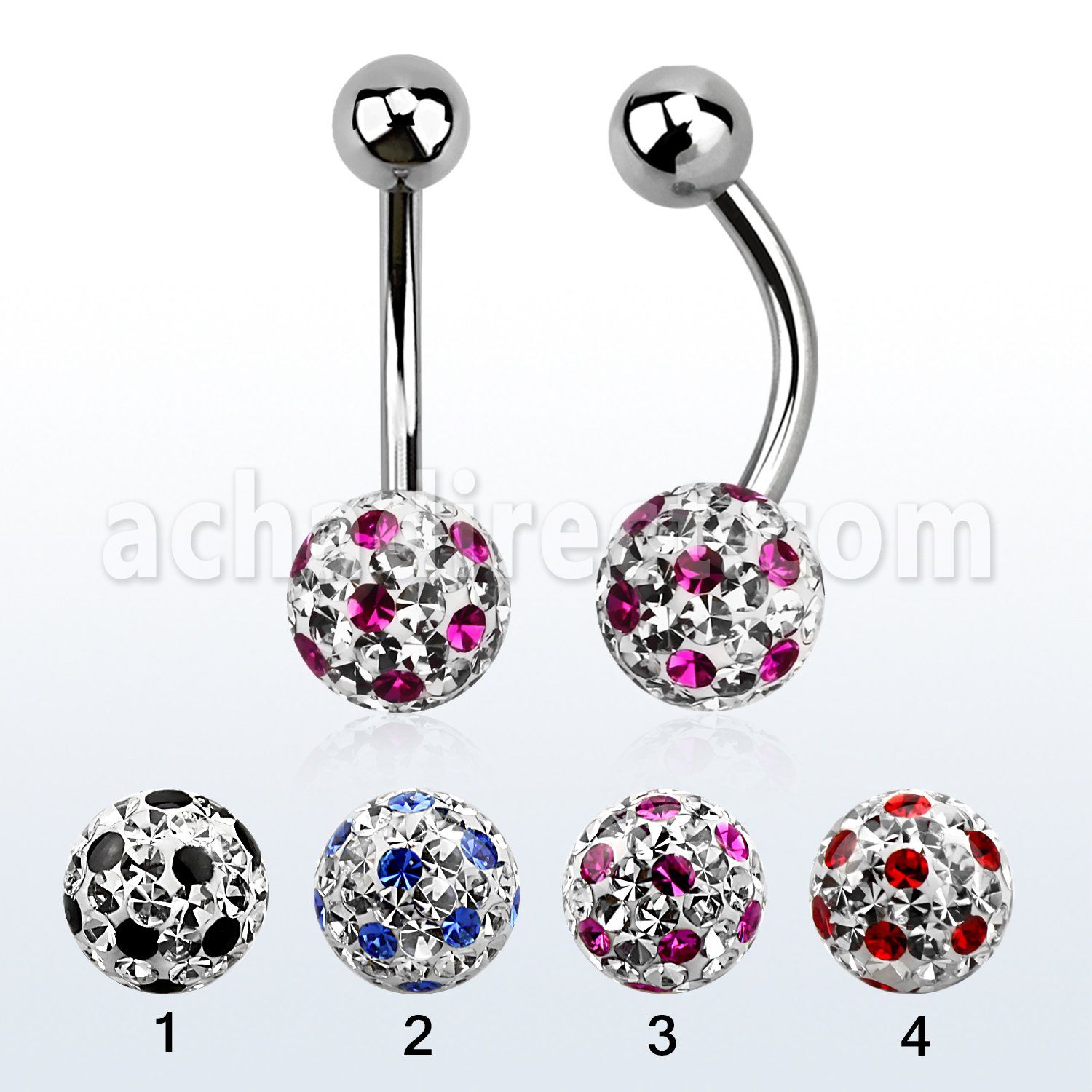 bnfr8a piercing ombligo acero quirurgico bola acero 5mm bola multi cristal ferido 8mm puntos venta
