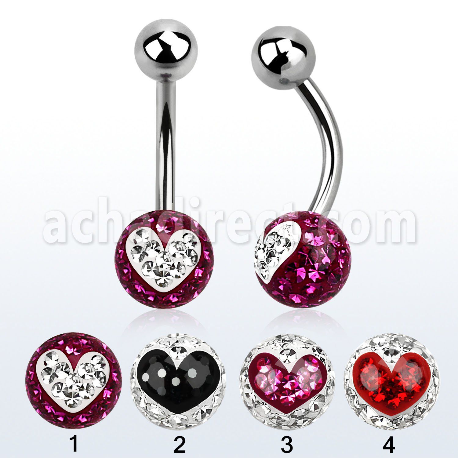 bnfr8b piercing ombligo acero quirurgico bola acero 5mm bola multi cristal ferido 8mm corazon venta