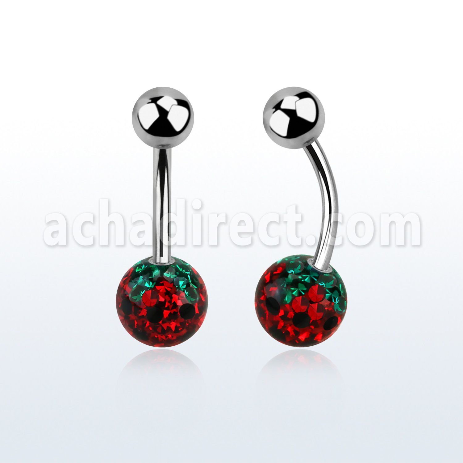 bnfr8s piercing ombligo acero quirurgico bola acero superior bola multi cristal pegado ferido diseno fresa cubierta resina