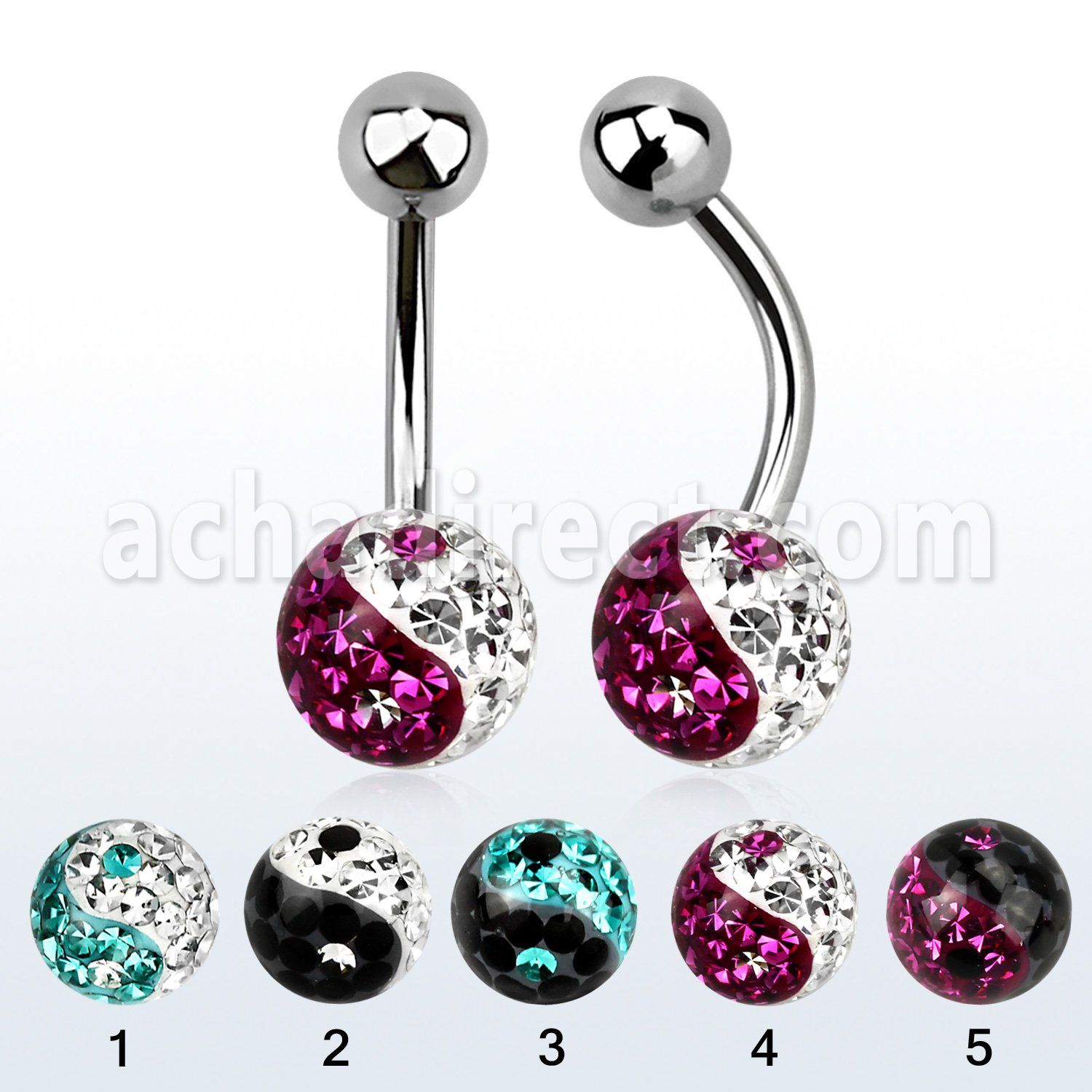 bnfr8y piercing ombligo acero quirurgico bola acero 5mm bola multi cristal ferido 8mm ying yang distribuidor