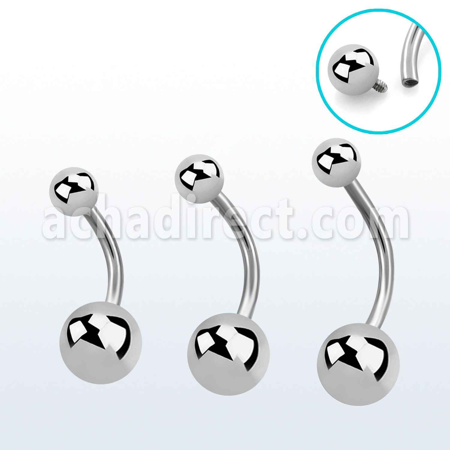 bngin piercing ombligo acero quirurgico bolas acero liso 5mm rosca interna 8mm mayorista