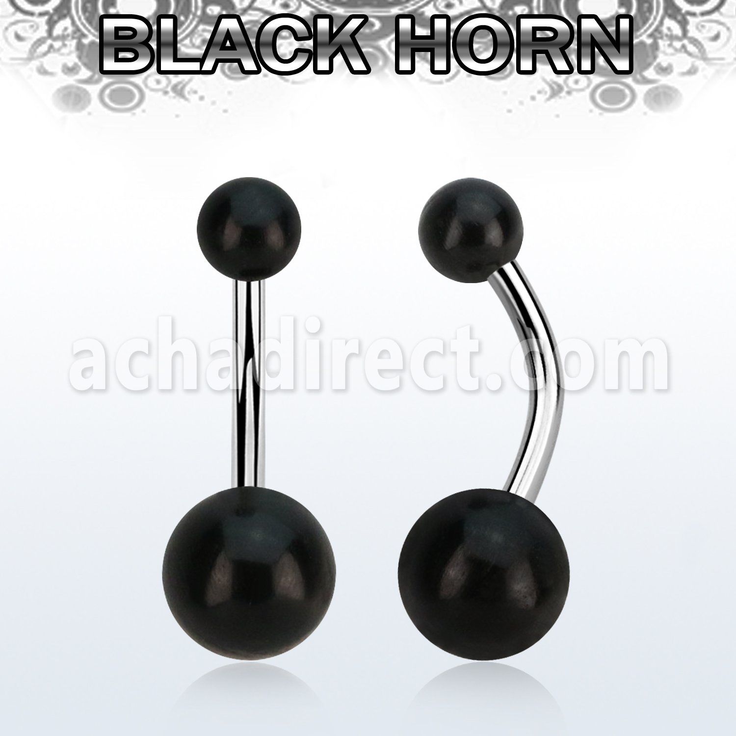 bngwk piercing ombligo organico barra 316l bolas cuerno negro 5 8mm distribuidor mayorista