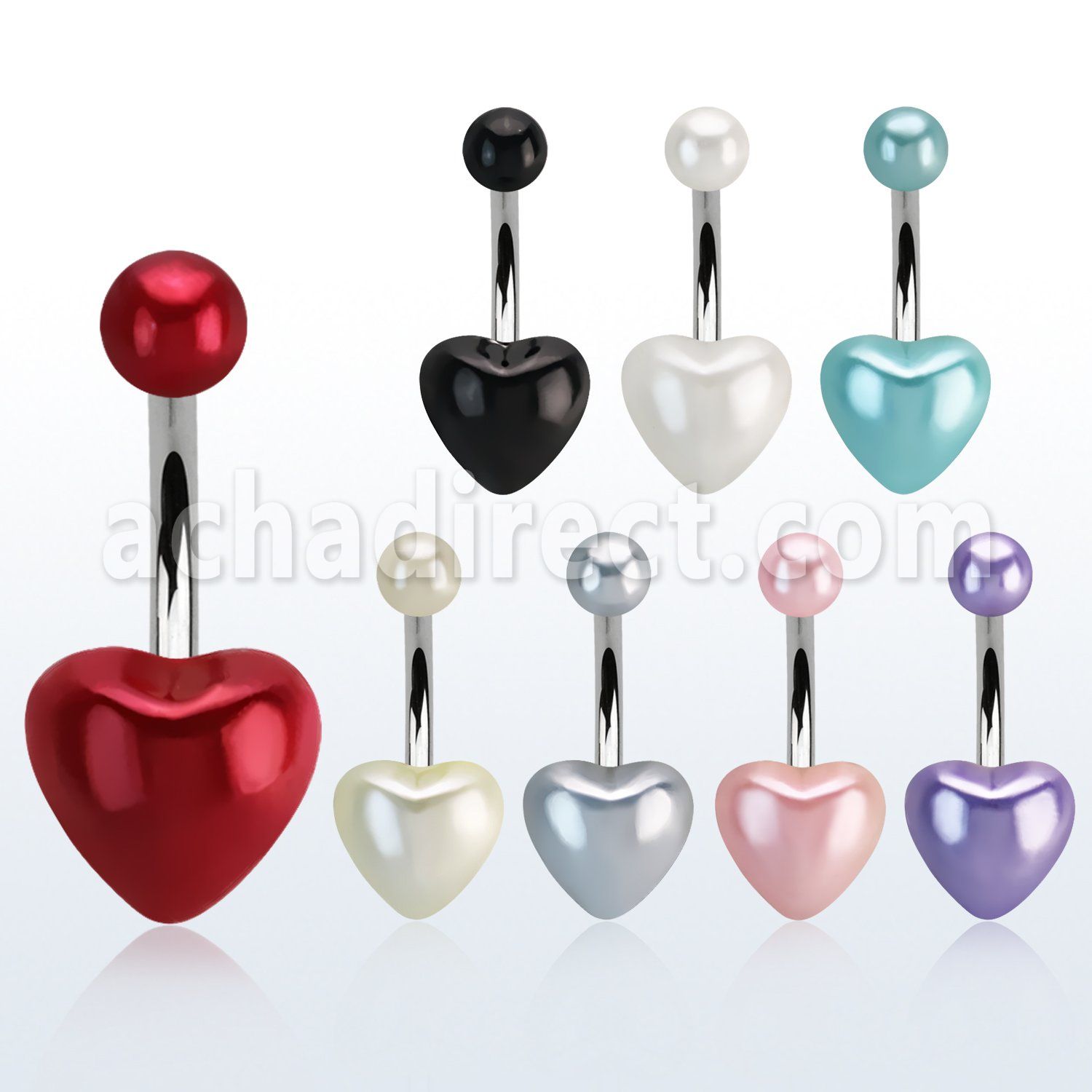 bnhrpe piercing ombligo acero quirurgico corazon perla falsa bola 5mm perla falsa 10mm distribuidor mayorista