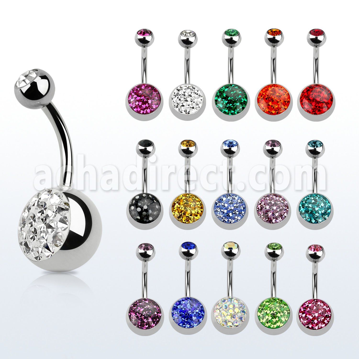 bnmtj15j piercing ombligo acero quirurgico media bola acero 10mm cristal ferido bola joya bisel 5mm 8mm 14mm distribuidor mayorista