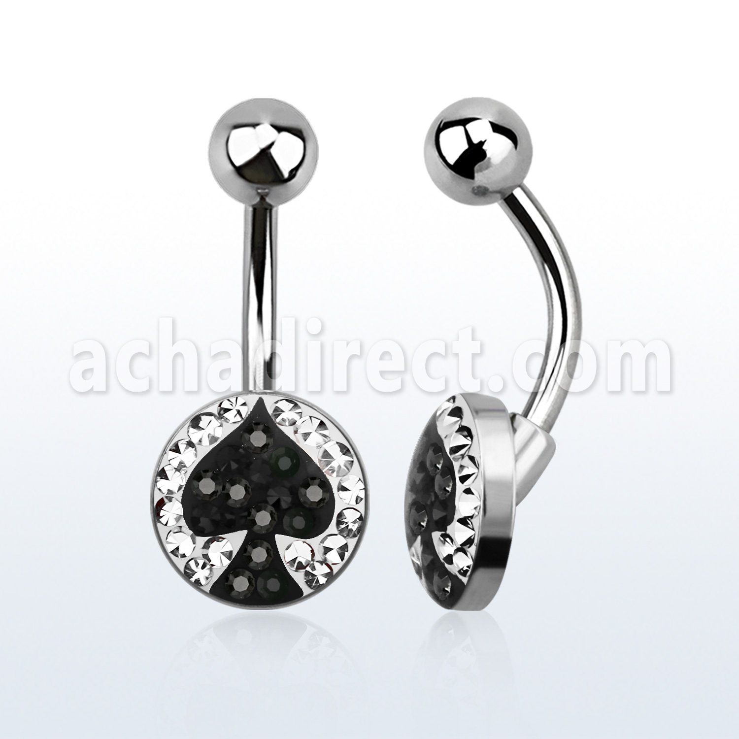 bnmtj24 piercing ombligo acero quirurgico disco plano 10mm cristal ferido as picas bola acero liso 5mm mayorista