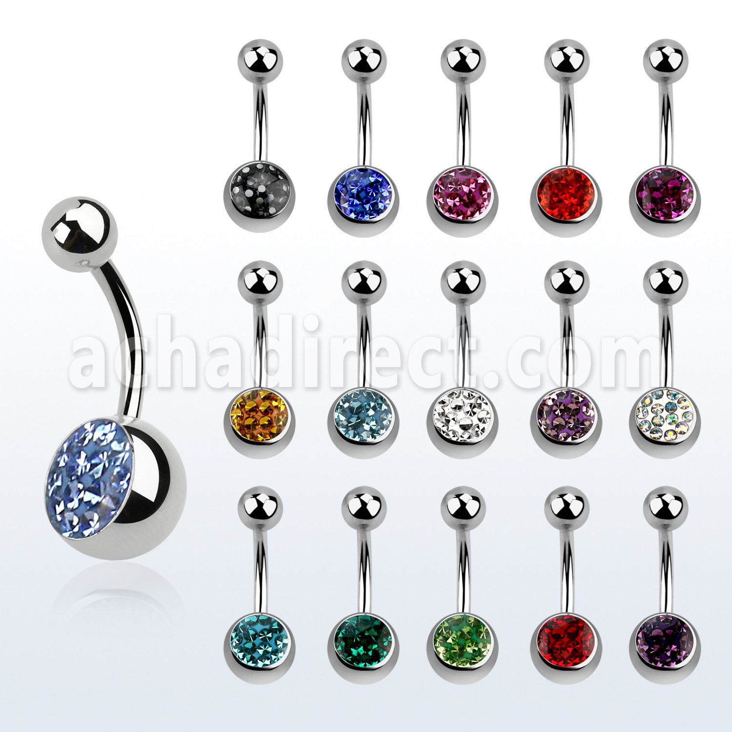 bnmtj30 piercing ombligo acero quirurgico media bola 8mm acero cristal ferido bola 5mm acero liso distribuidor