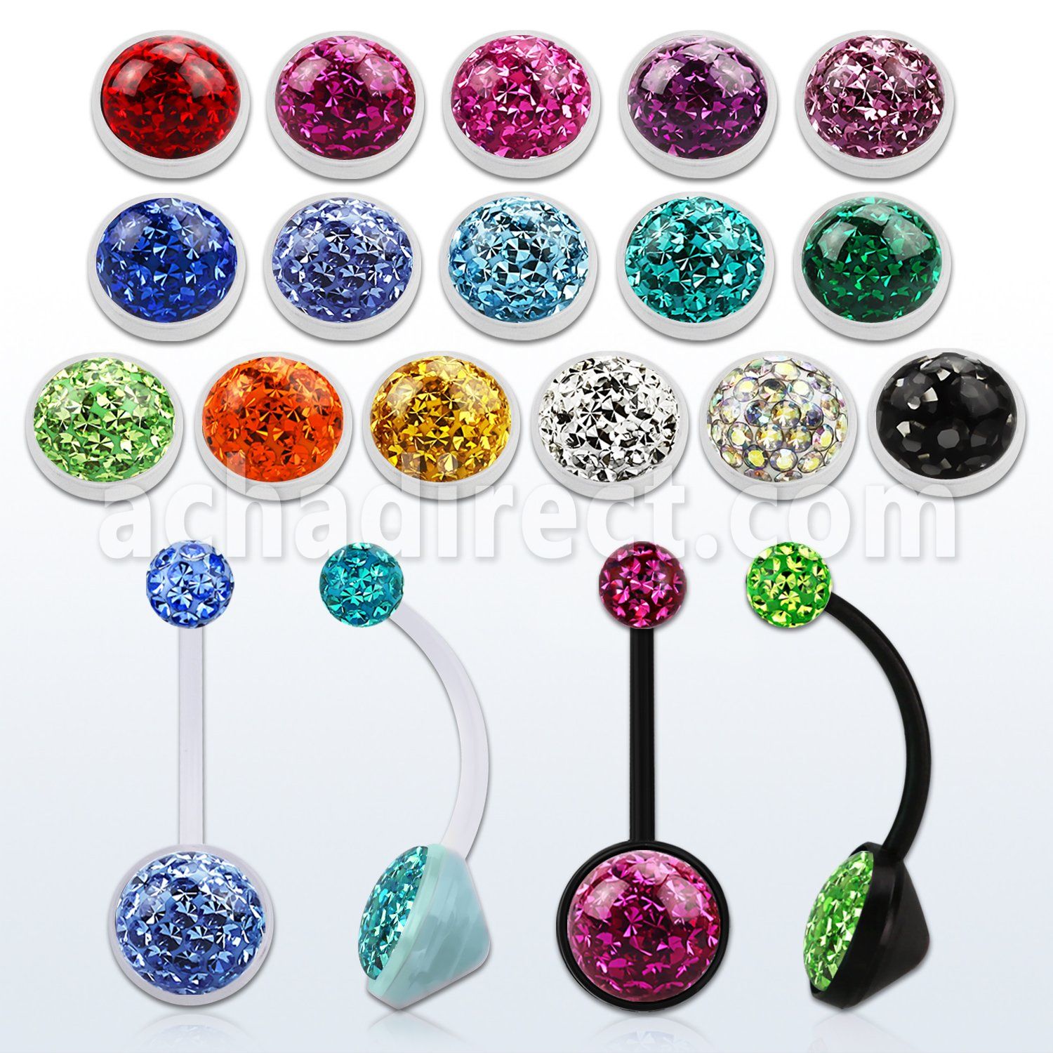 bnoc2fr clear bio flexible piercing ombligo media bola la 5mm 9mm cristal ferido recortable ajustar tamano venta