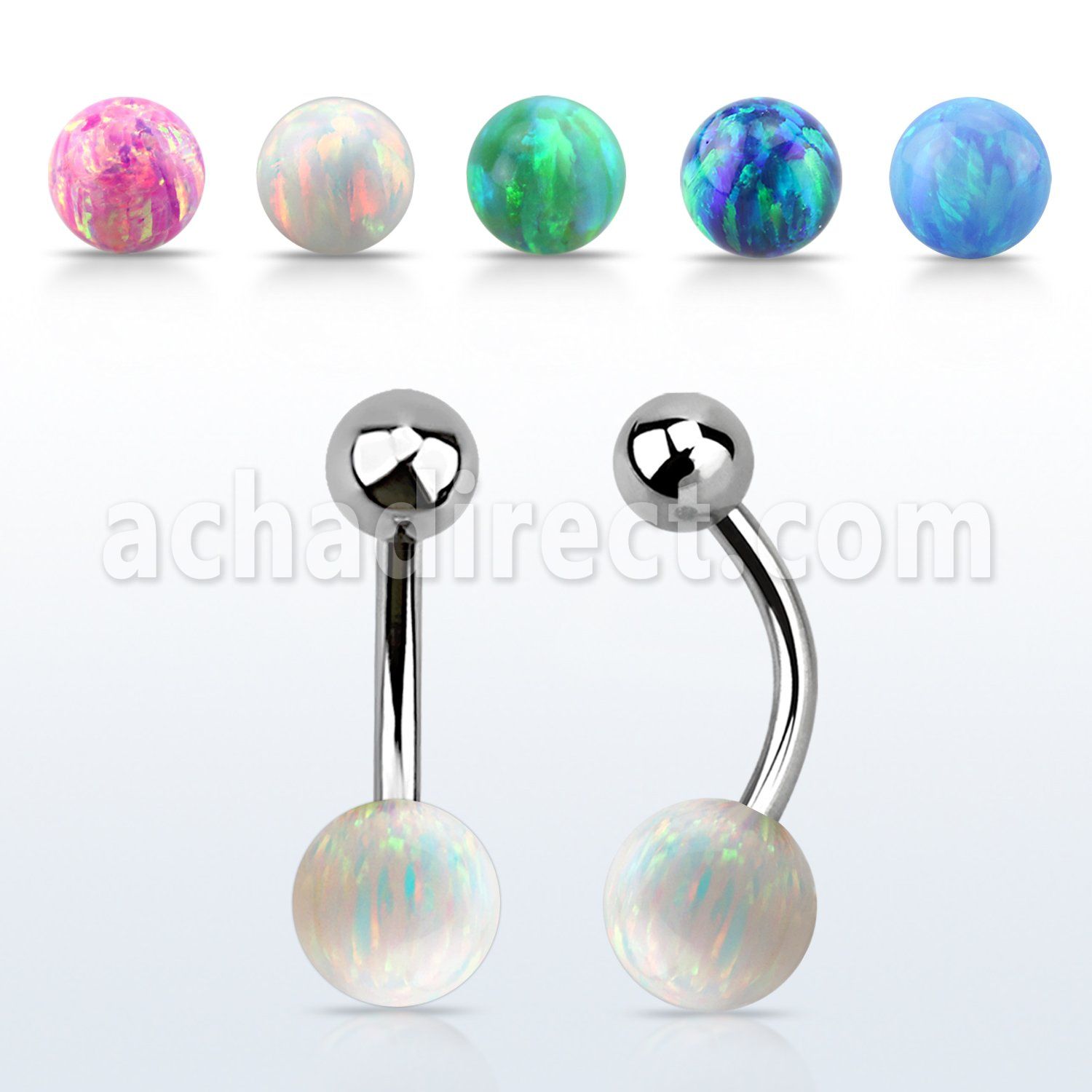 bnop6 piercing ombligo acero quirurgico bola 6mm opalo bola 5mm acero venta