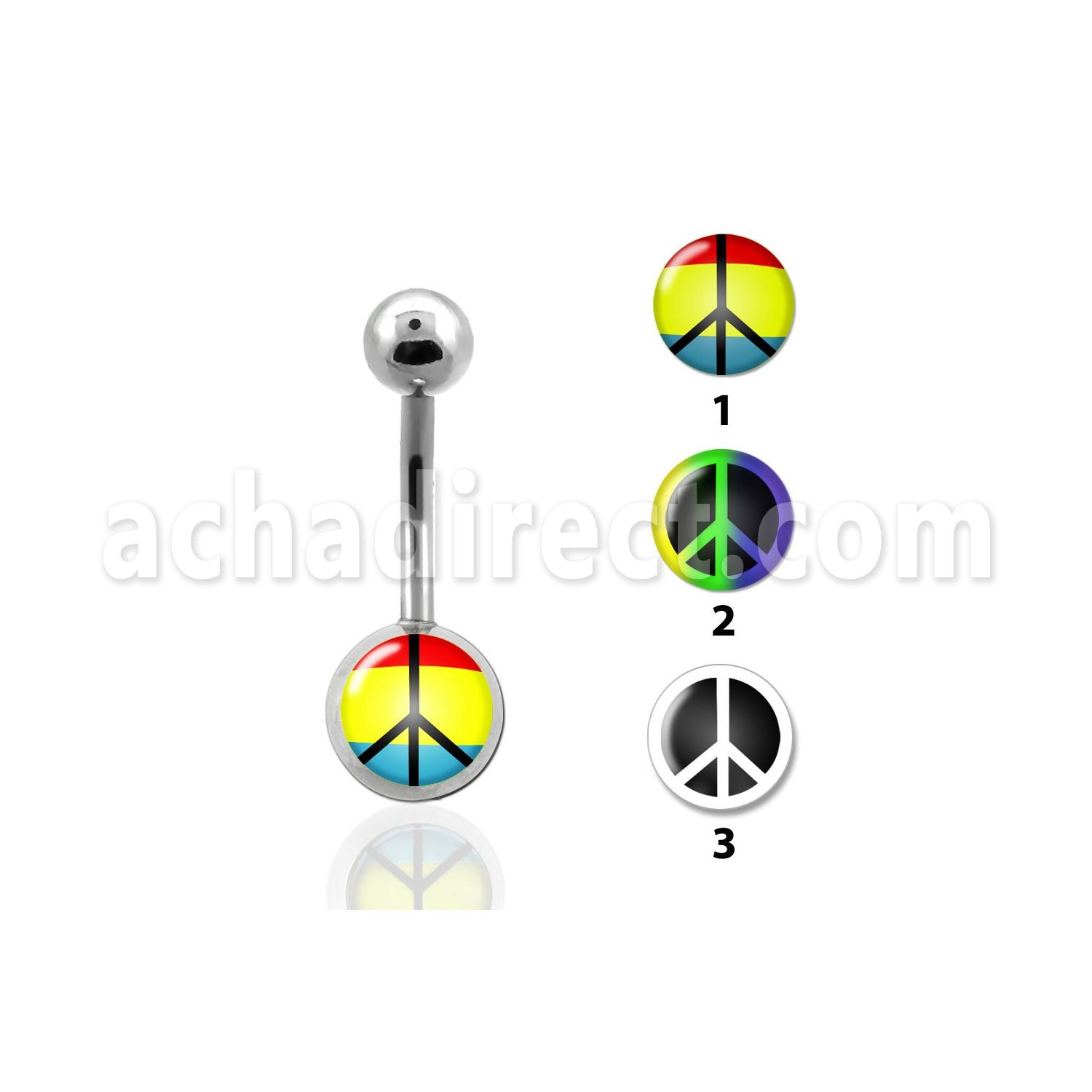 bnpea banana ombligo acero quirurgico bola acero 5mm bola 8mm logo paz distribuidor
