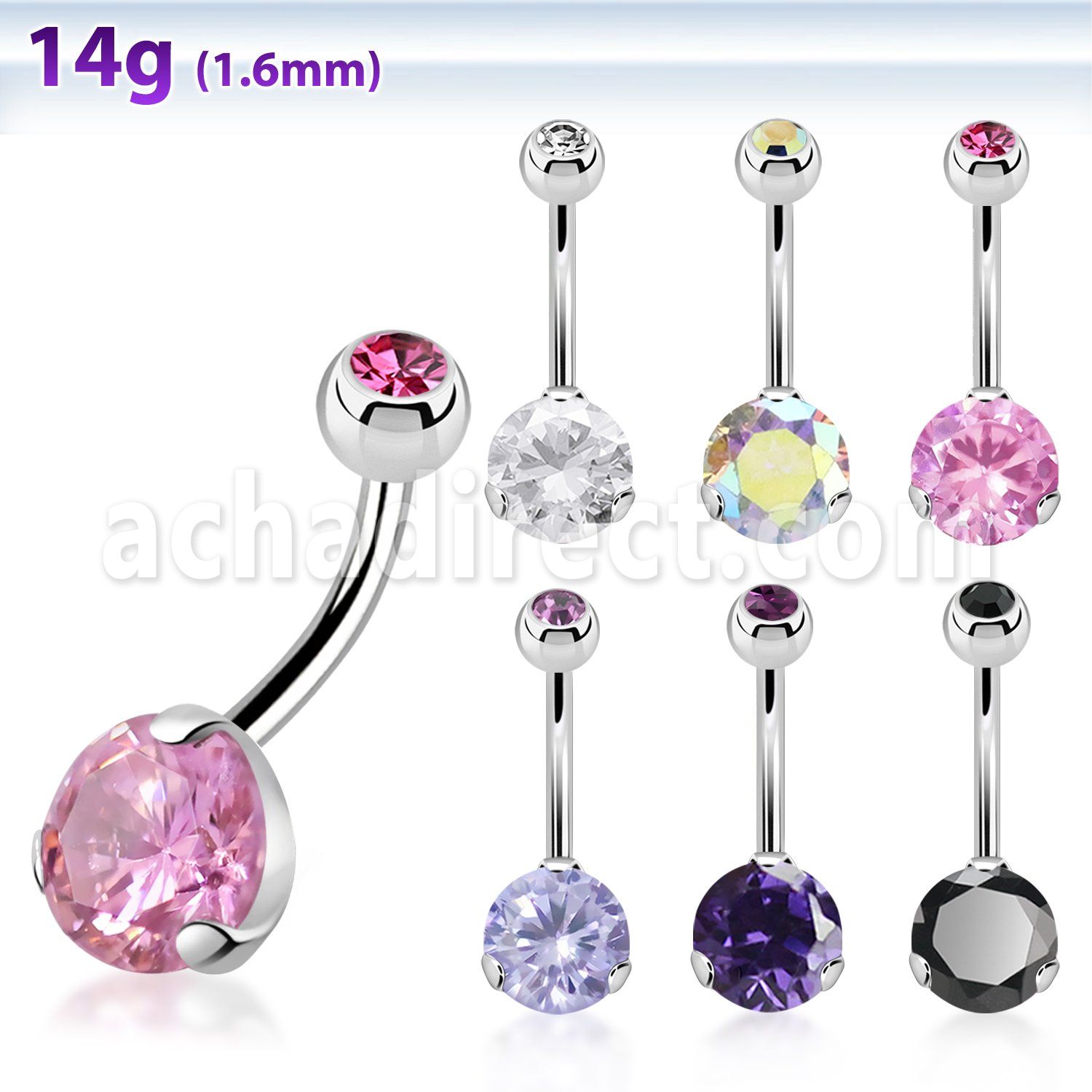 bnrdz8jb piercing ombligo acero quirurgico fundido zirconia 8mm bola joya bisel venta