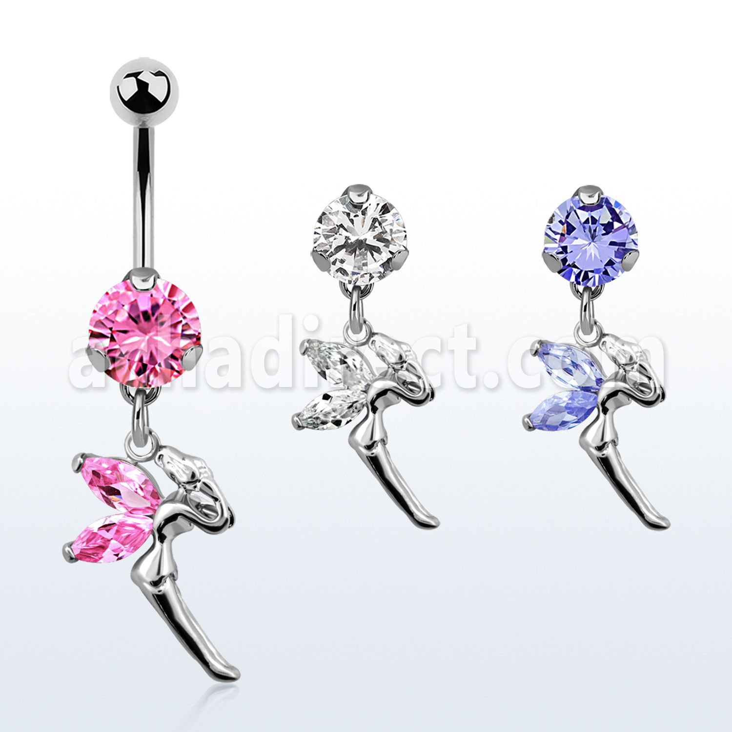 bnrz103 piercing ombligo acero quirurgico zirconia 8mm colgante hada alas zirconia 38 10mm venta