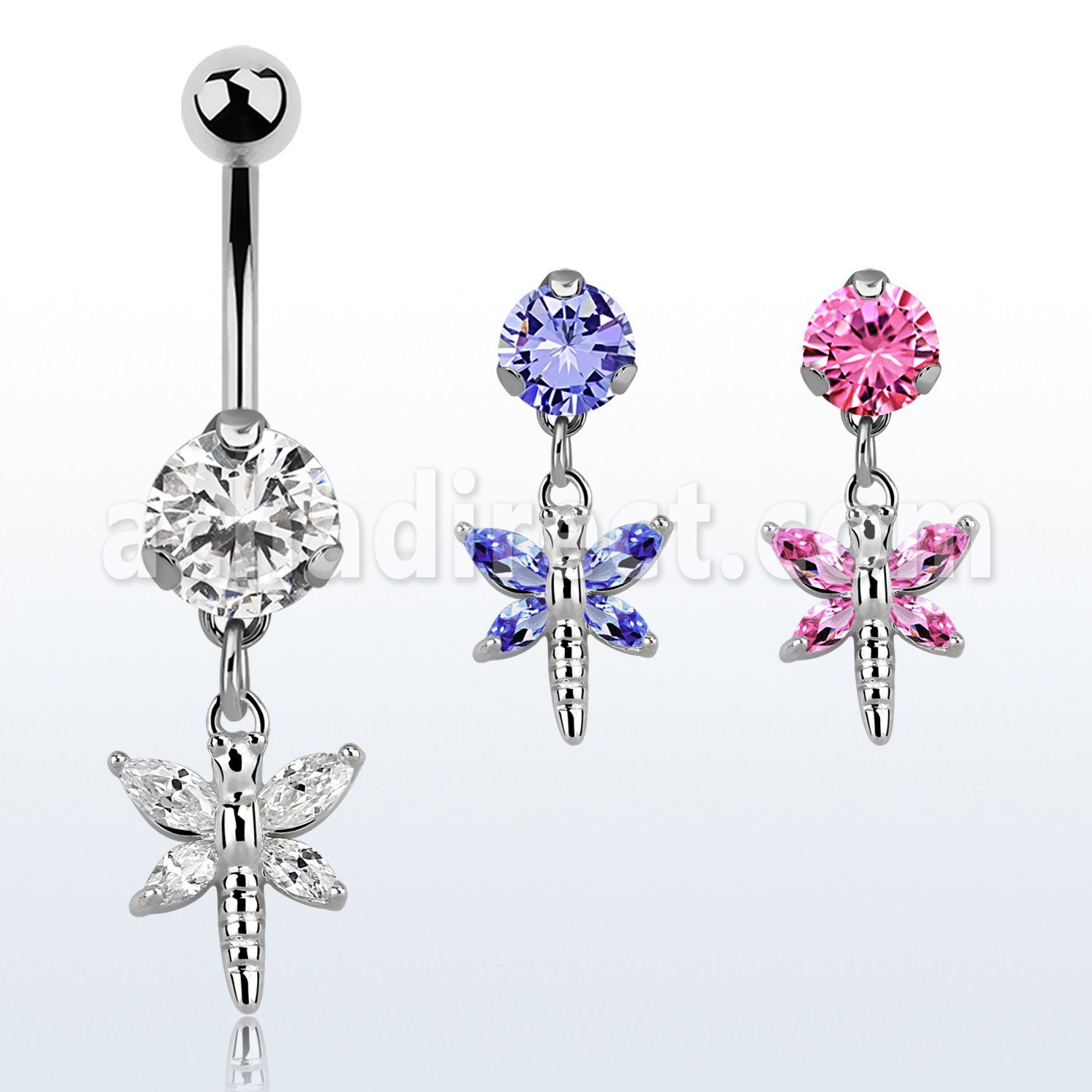 bnrz349 piercing ombligo acero quirurgico zirconia 8mm colgante libelula alas zirconia 38 10mm distribuidor