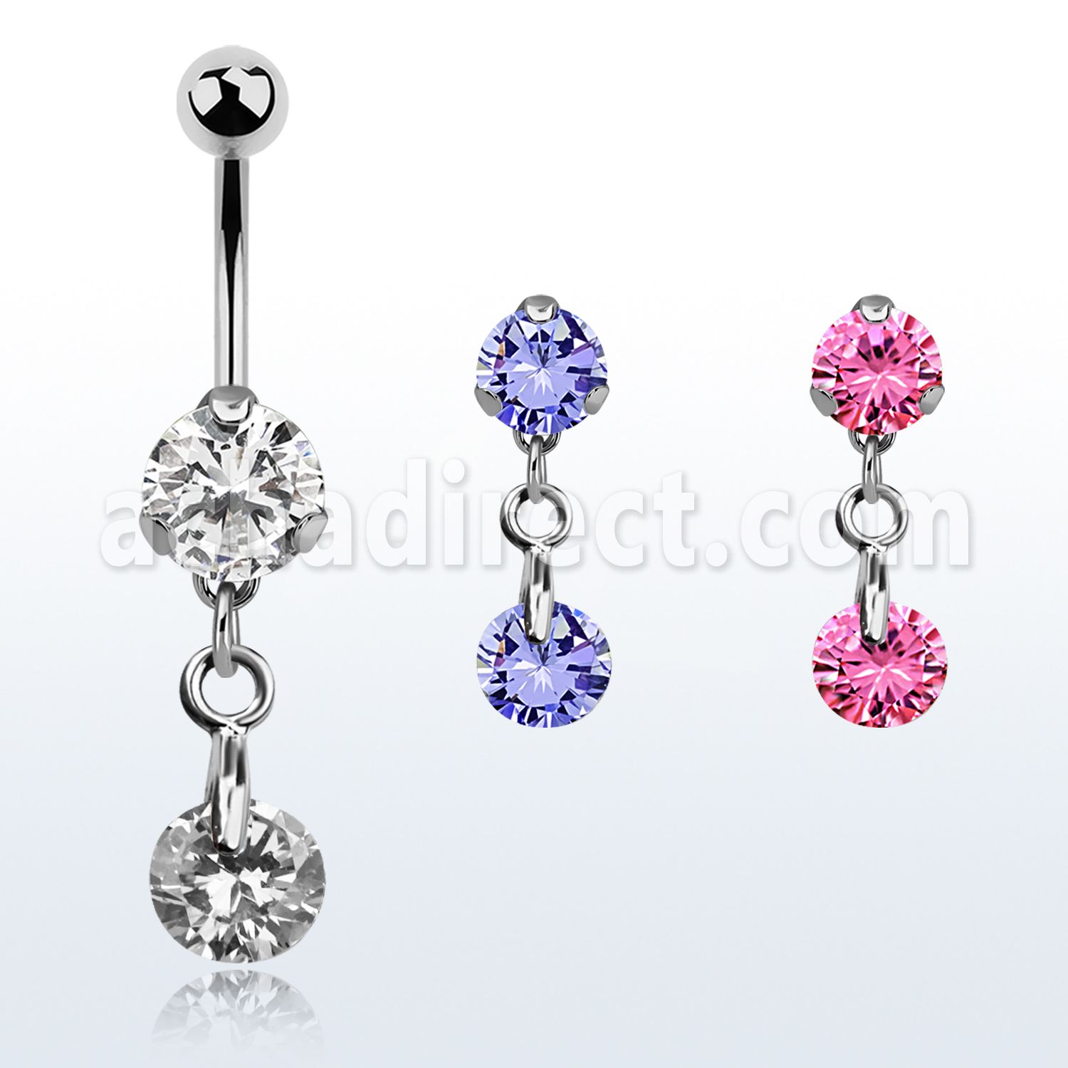 bnrz372 piercing ombligo acero quirurgico zirconia 8mm colgante zirconita redonda 38 10mm mayorista