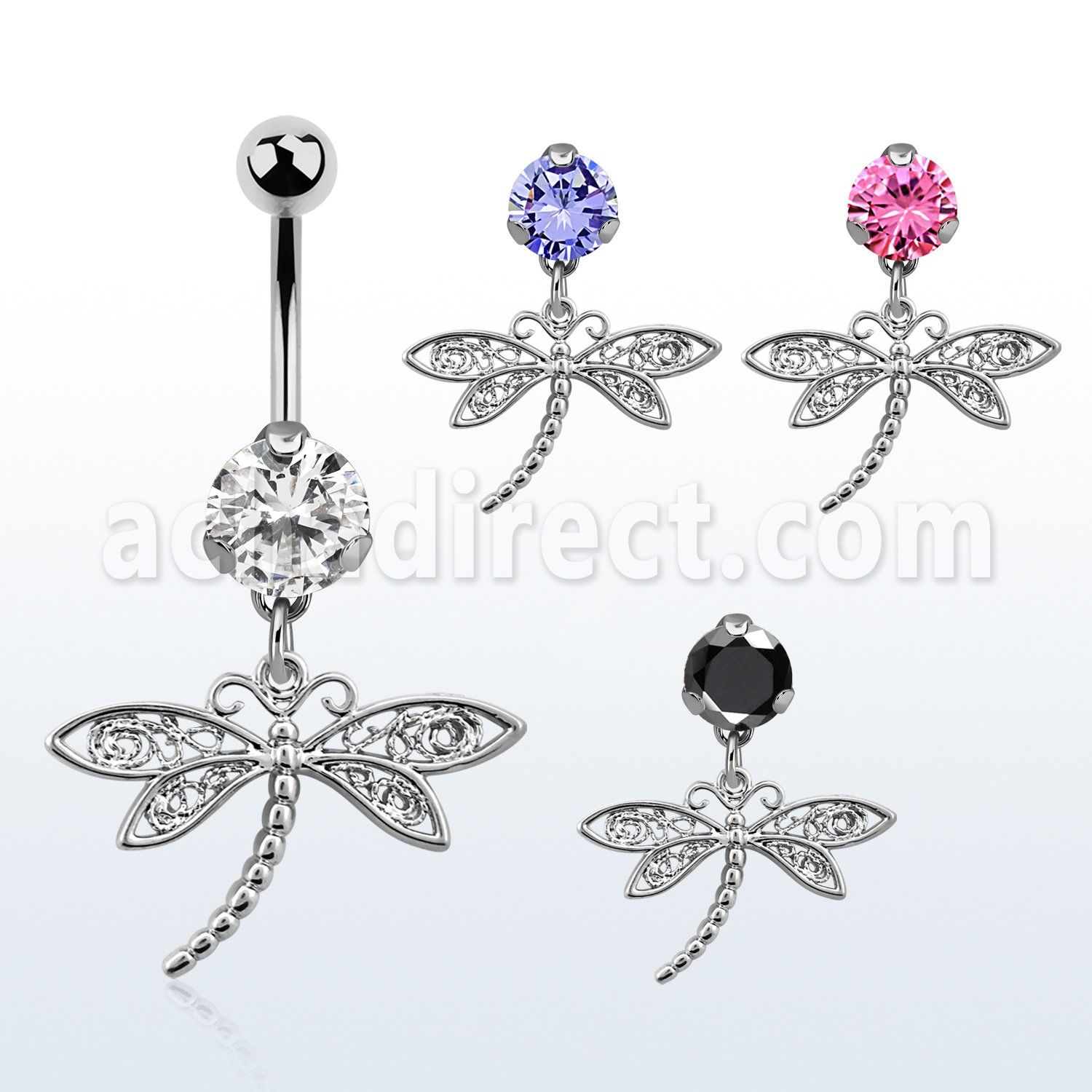 bnrz566 piercing ombligo acero quirurgico zirconia 8mm colgante libelula 38 10mm venta
