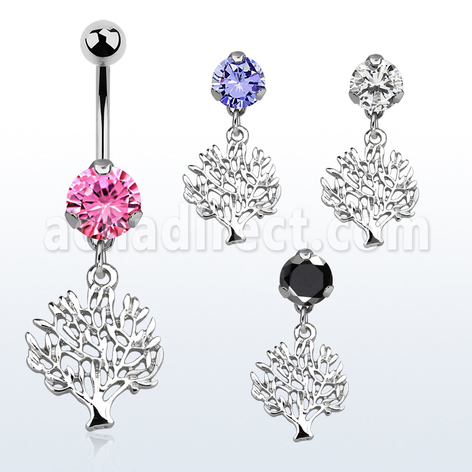 bnrz697 piercing ombligo acero quirurgico zirconia 8mm colgante arbol vida plata 38 10mm distribuidor