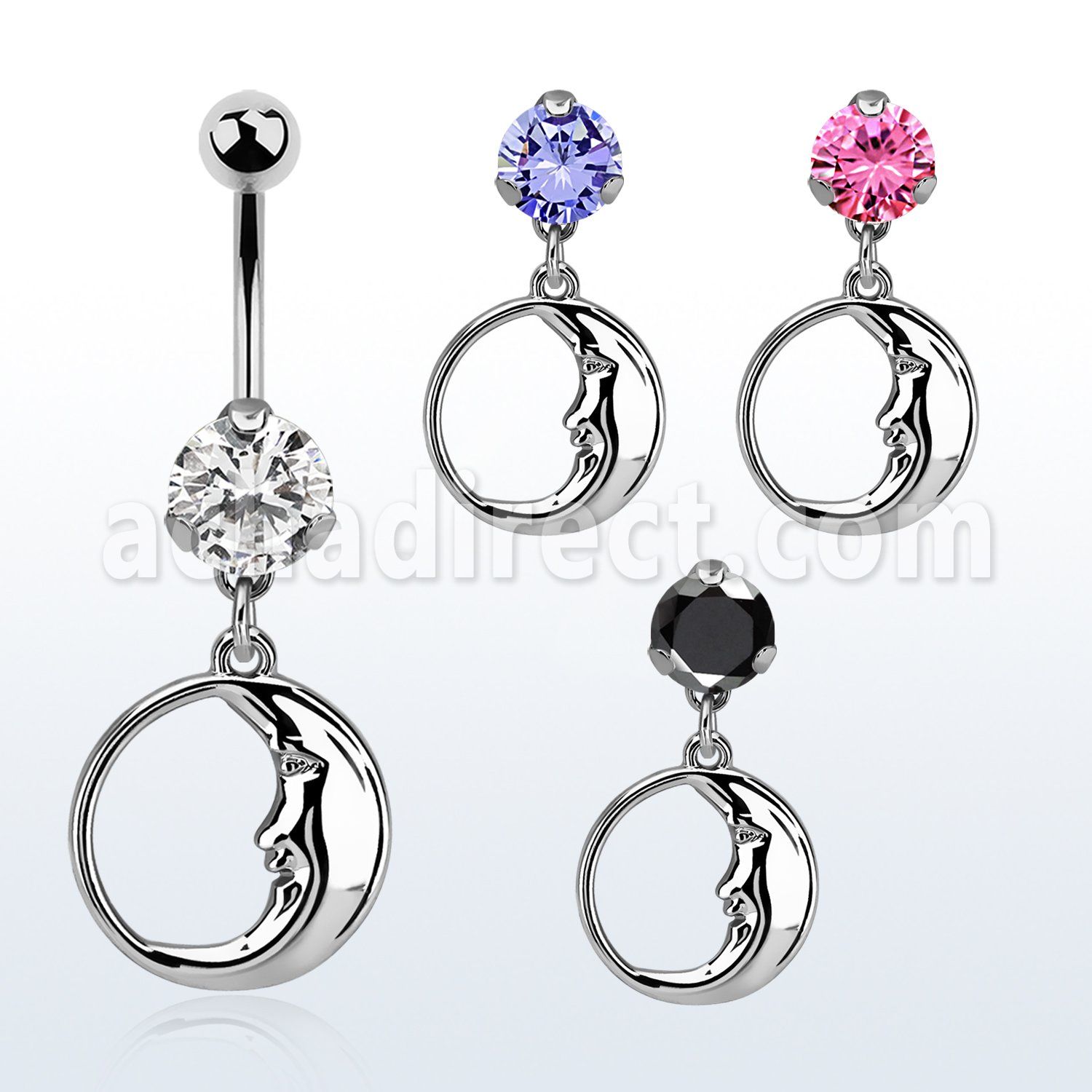 bnrz733 piercing ombligo acero quirurgico zirconia 8mm colgante luna sonolienta 38 10mm distribuidor