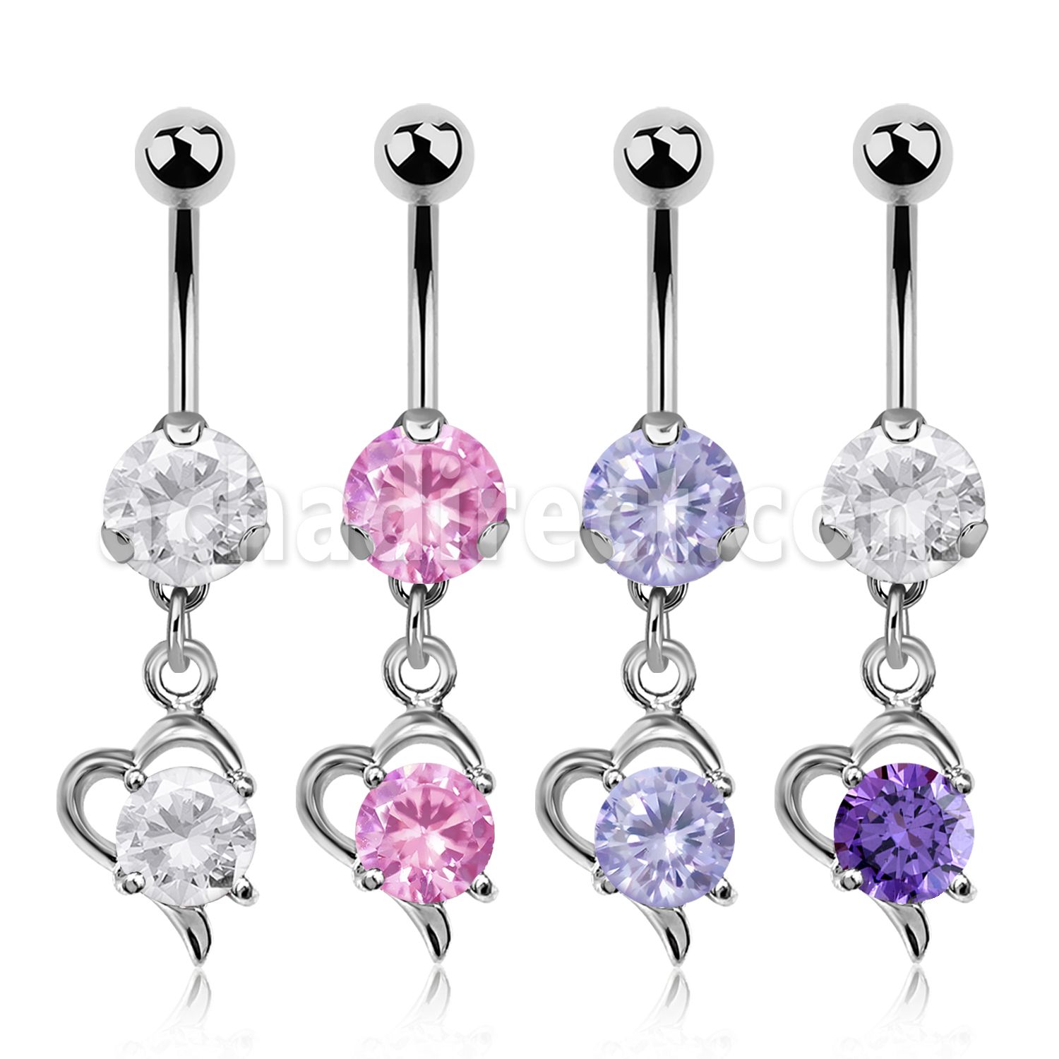 bnrz9 piercing ombligo acero quirurgico zirconia 8mm colgante corazon zirconia redonda 38 10mm distribuidor