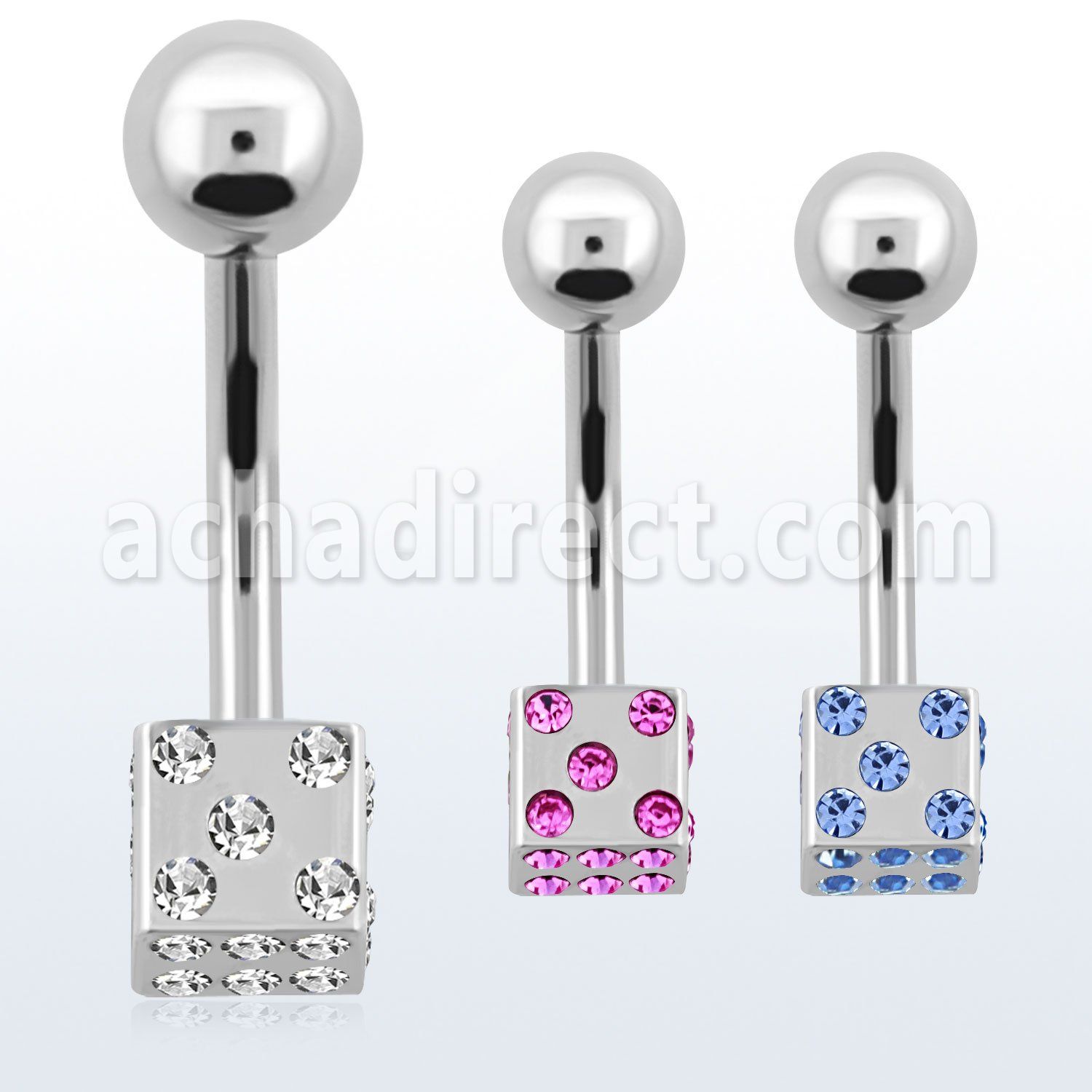 bnsdc piercing ombligo acero quirurgico bola acero 5mm dado cristal 5mm mayorista