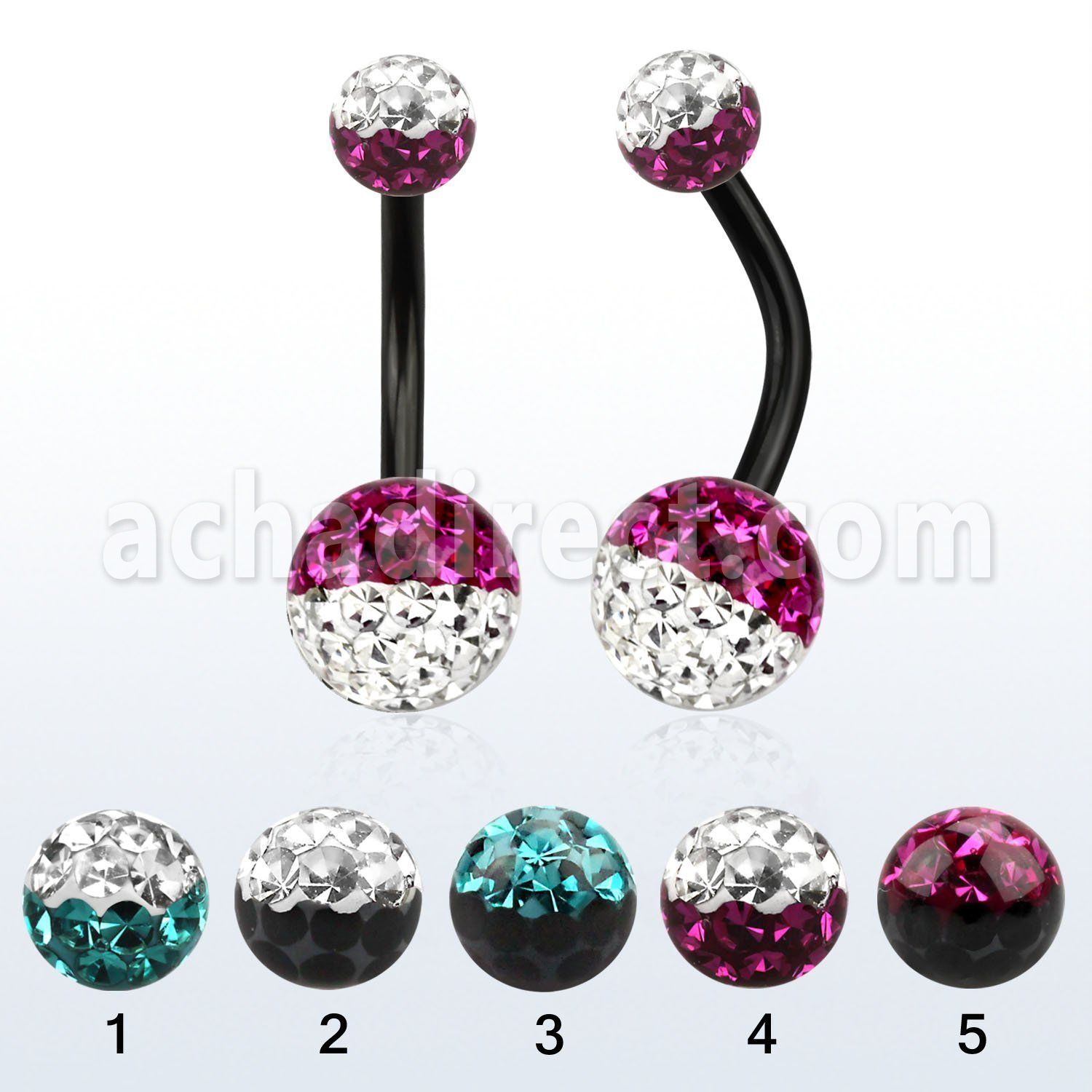 bnt2frge piercing ombligo acero quirurgico anodizado bolas multi cristal ferido 5 8mm colores al por mayor
