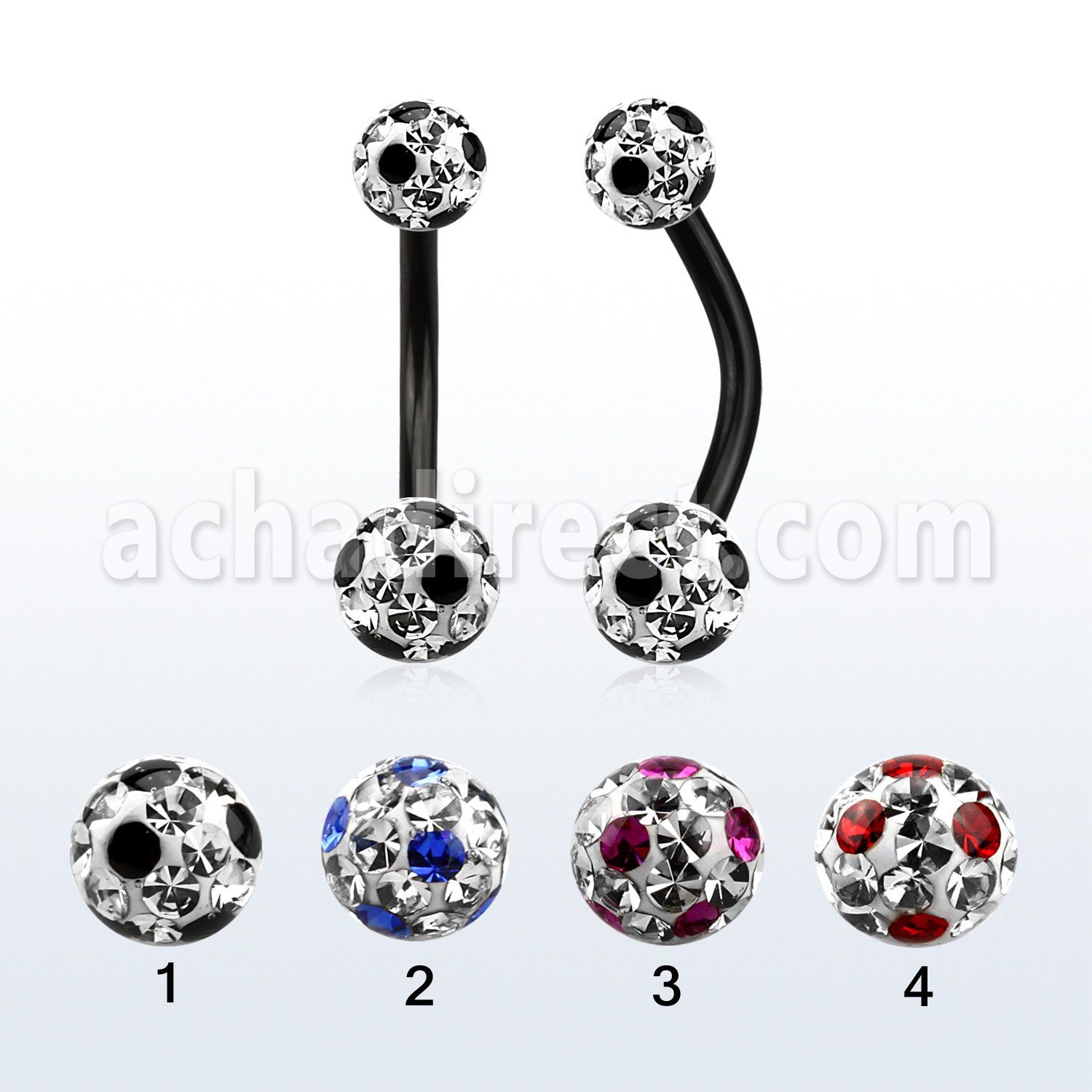bnt2frsa piercing ombligo acero quirurgico anodizado bolas 5mm 6mm multi cristal ferido puntos distribuidor mayorista