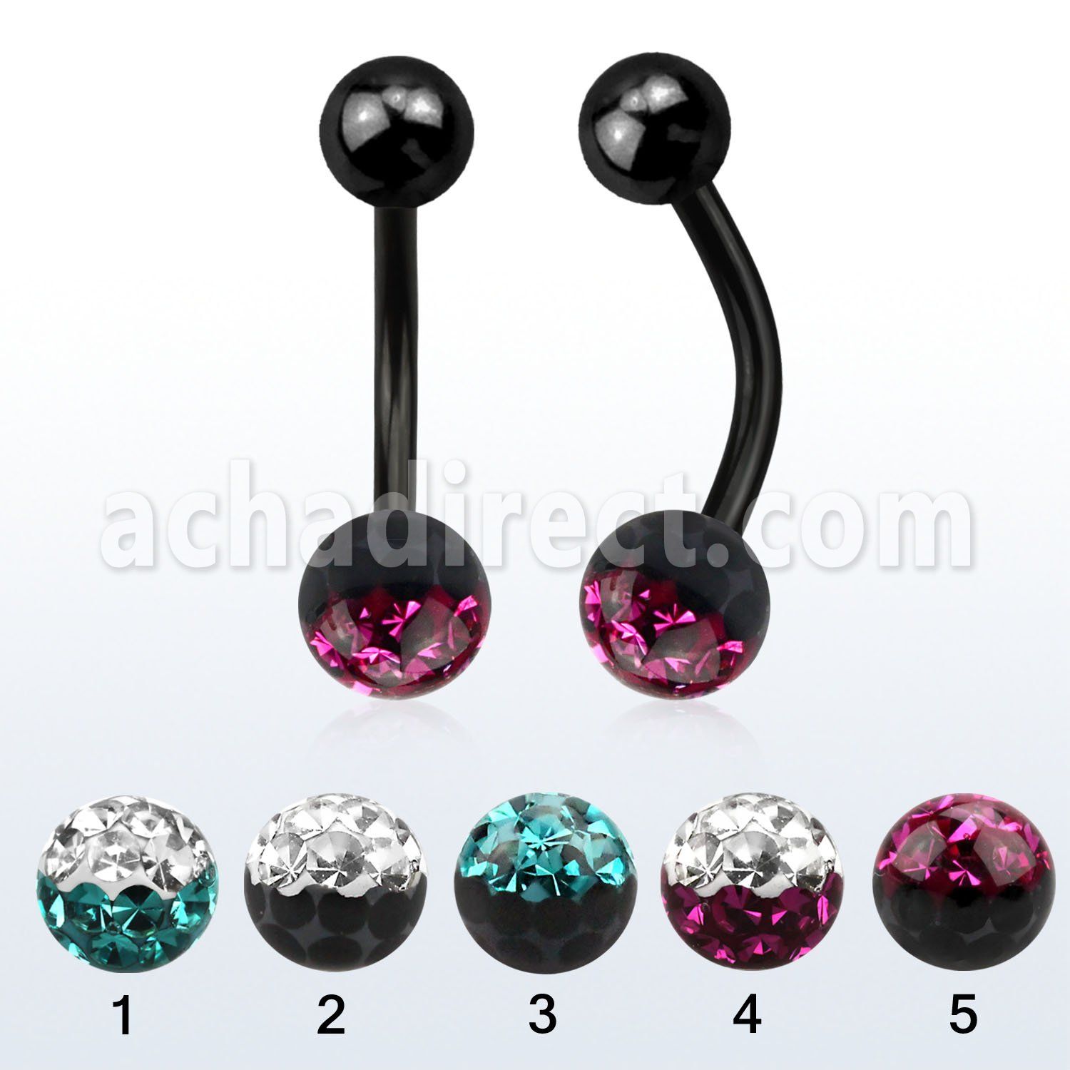 bntfr6e piercing ombligo acero quirurgico anodizado multi cristal ferido colores distribuidor mayorista