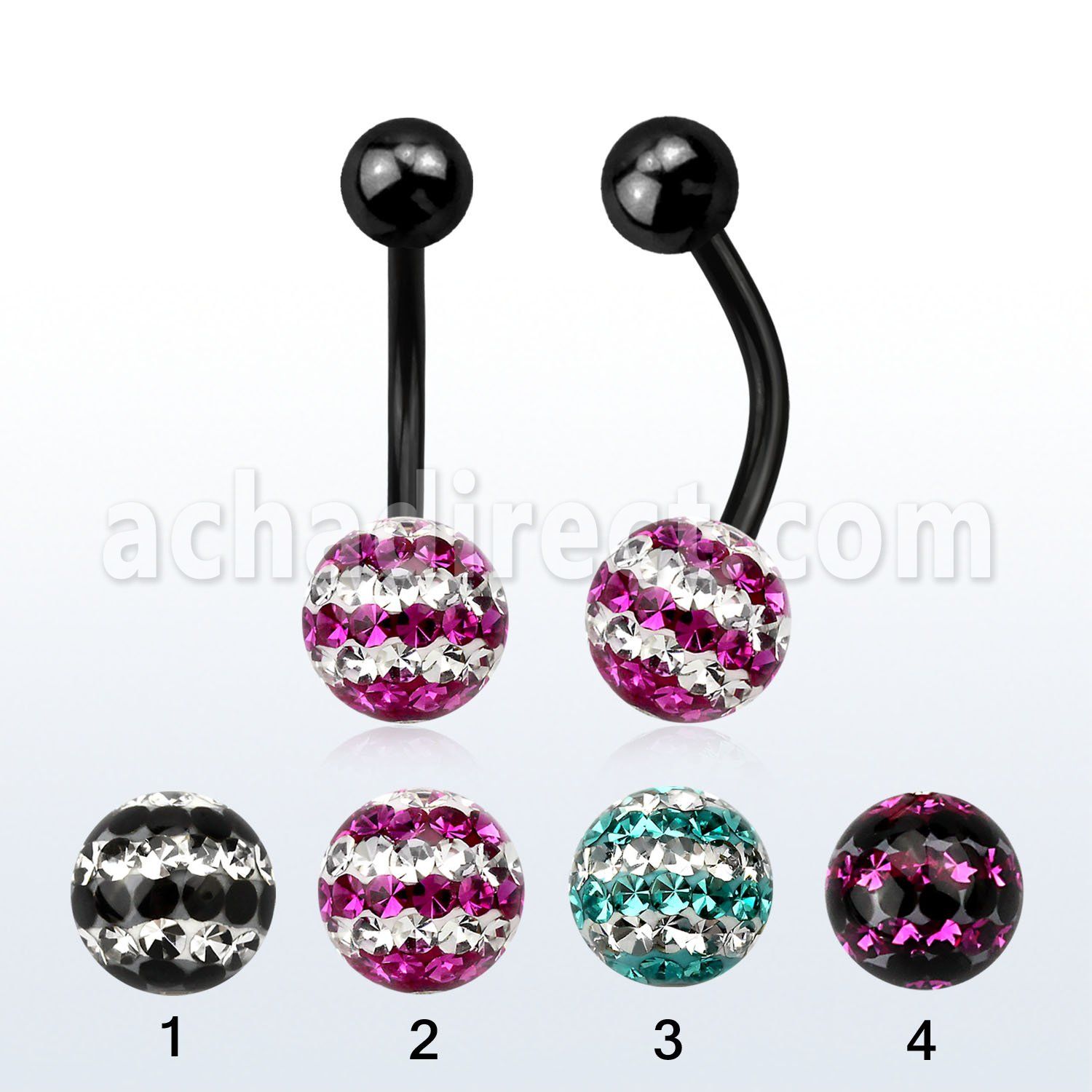 bntfr8d piercing ombligo acero quirurgico anodizado bola 5mm bola 8mm multi cristal ferido triple linea distribuidor mayorista