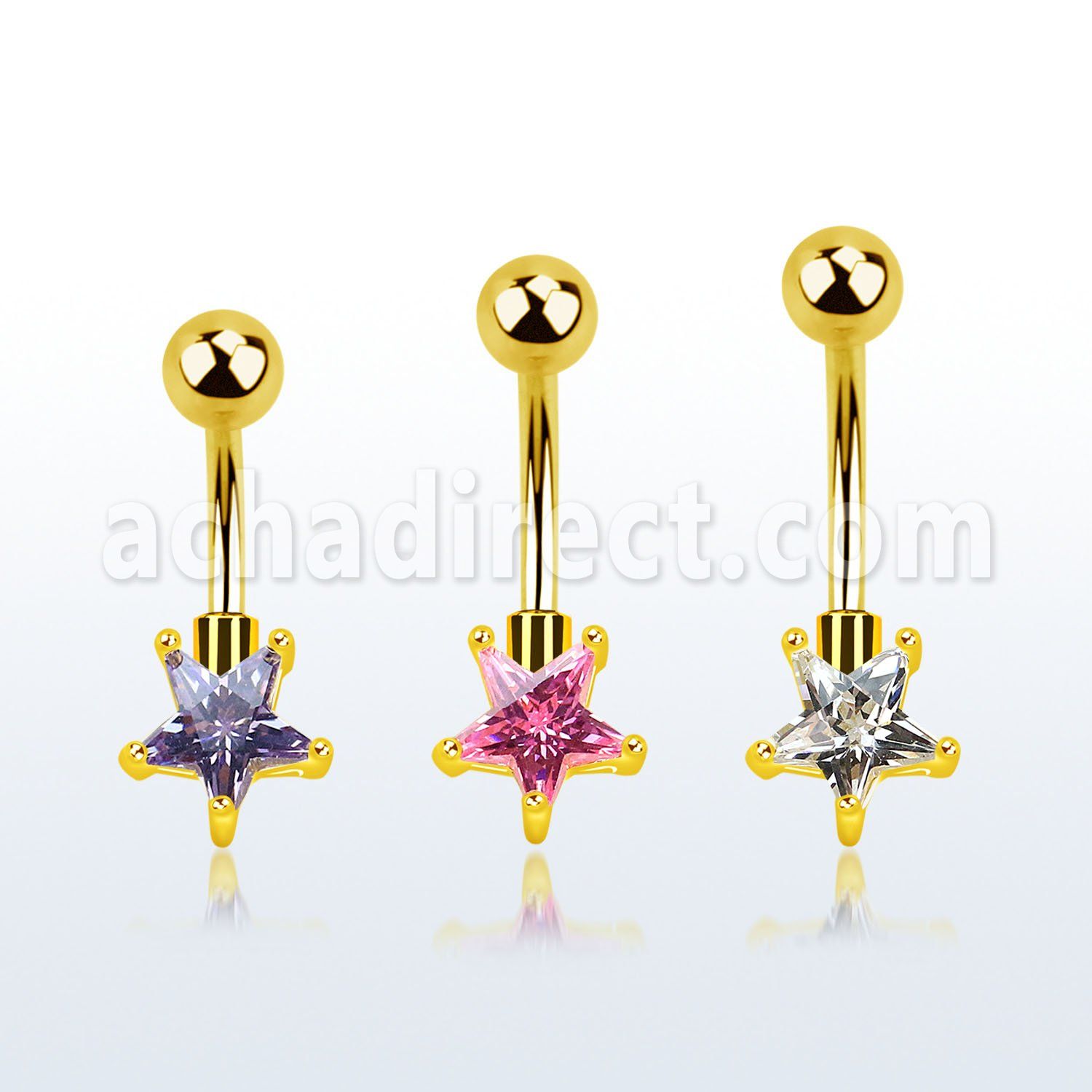 bntstz piercing ombligo acero 316l anodizado zirconia 7mm estrella oro venta